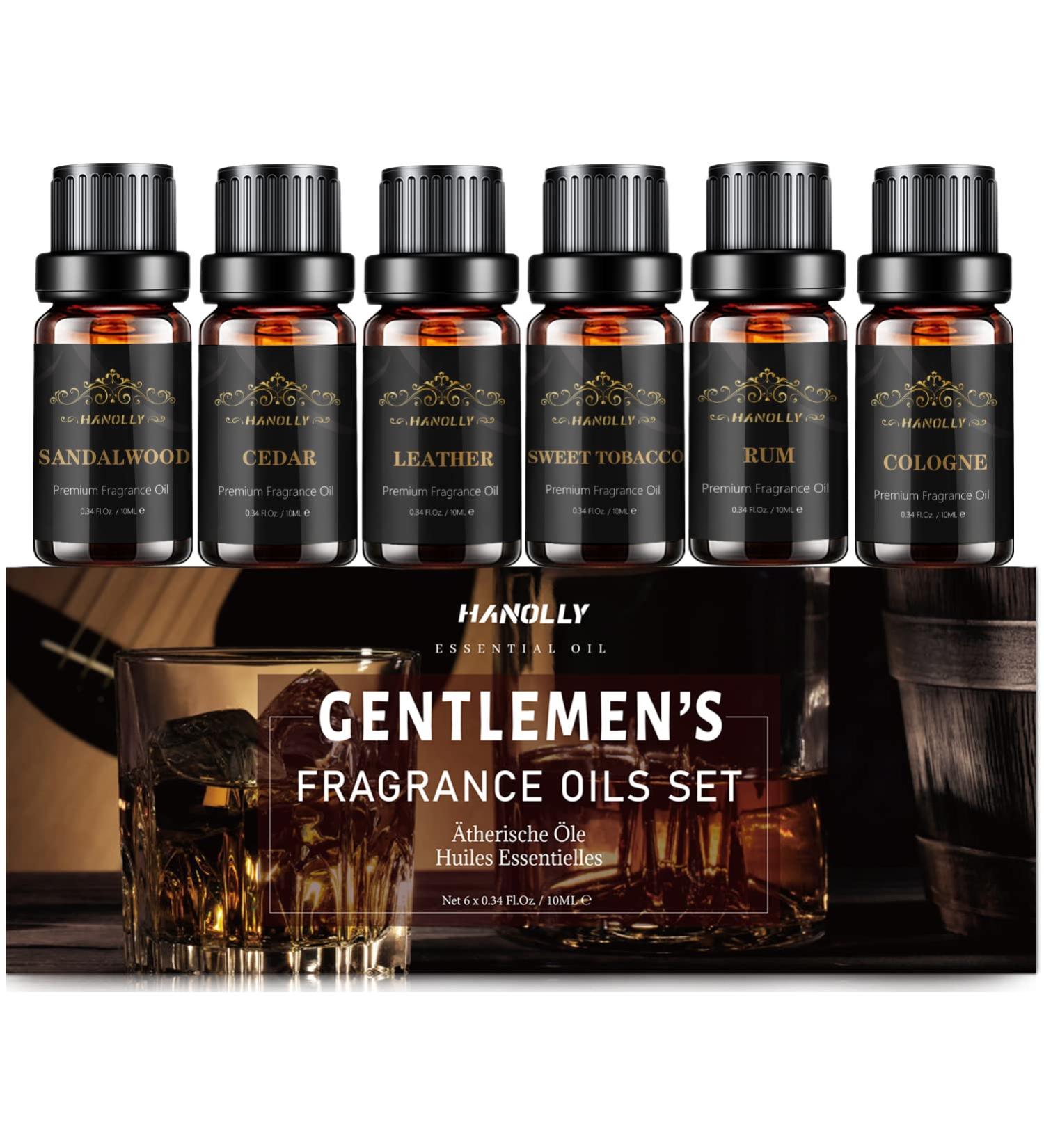 Men's Essential Oils Set - Sandalwood, Cedar, Leather, Sweet Tobacco, Rum, Cologne - Aromatherapy Kit for Diffuser (6x10ML) - Buy Online on GoSupps.com