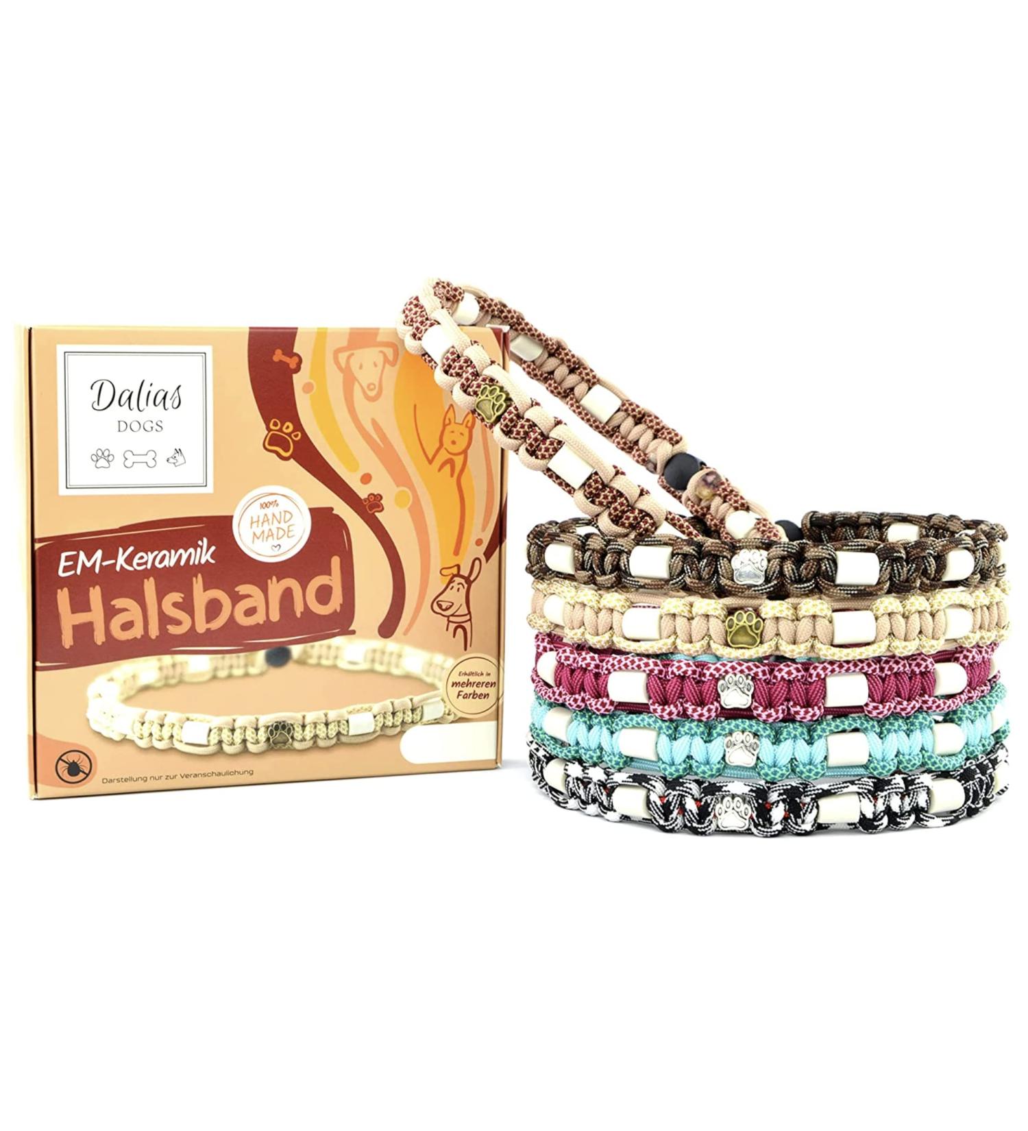 Custom EM Ceramic Collar for Dogs & Cats - Made to Measure US Paracord (51-60 cm Bordeaux Red) - International Shipping Available - Buy Online on GoSupps.com