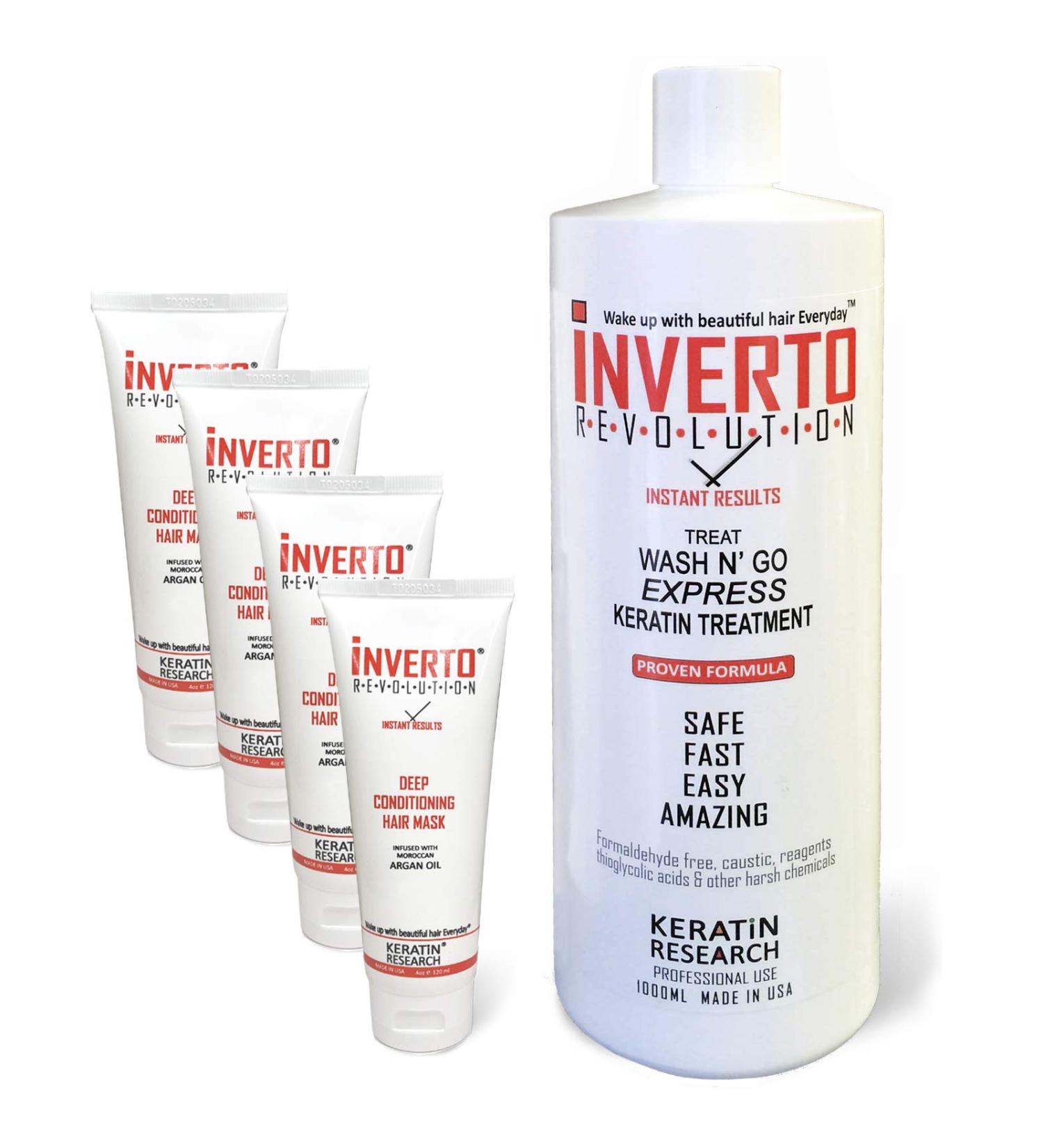 Inverto Complex Brazilian Keratin Hair Blowout Treatment - Formaldehyde Free - 1000ml with 480ml Mask - Straighten, Repair, and Smooth Hair - Queratina Keratina Brasilera - Buy Online on GoSupps.com