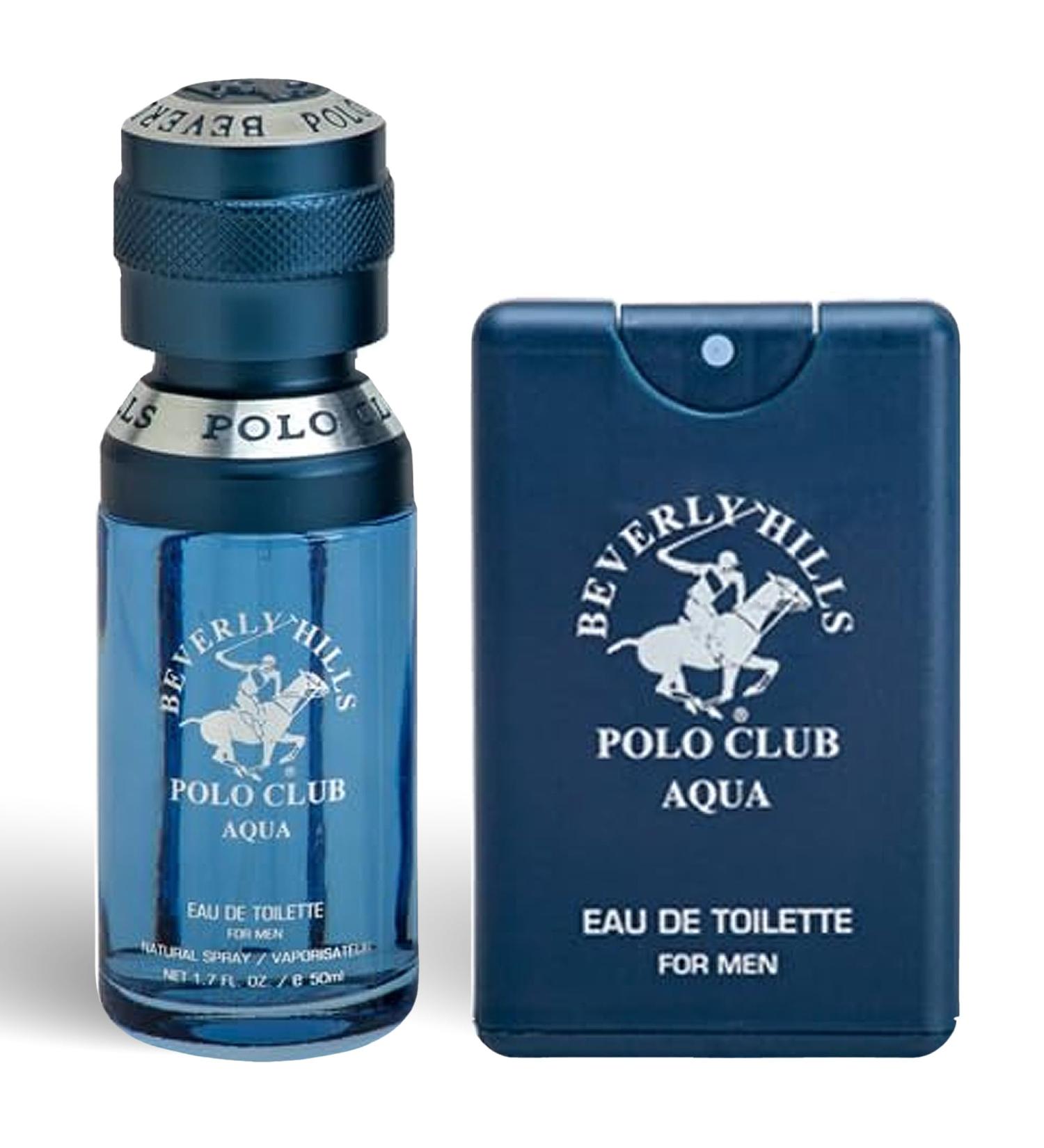 Beverly Hills Polo Club BHPC Men's Eau De Toilette Bonus Pack 1.7oz EDT + Bonus EDT Pocket Spray (Aqua) - Buy Online on GoSupps.com