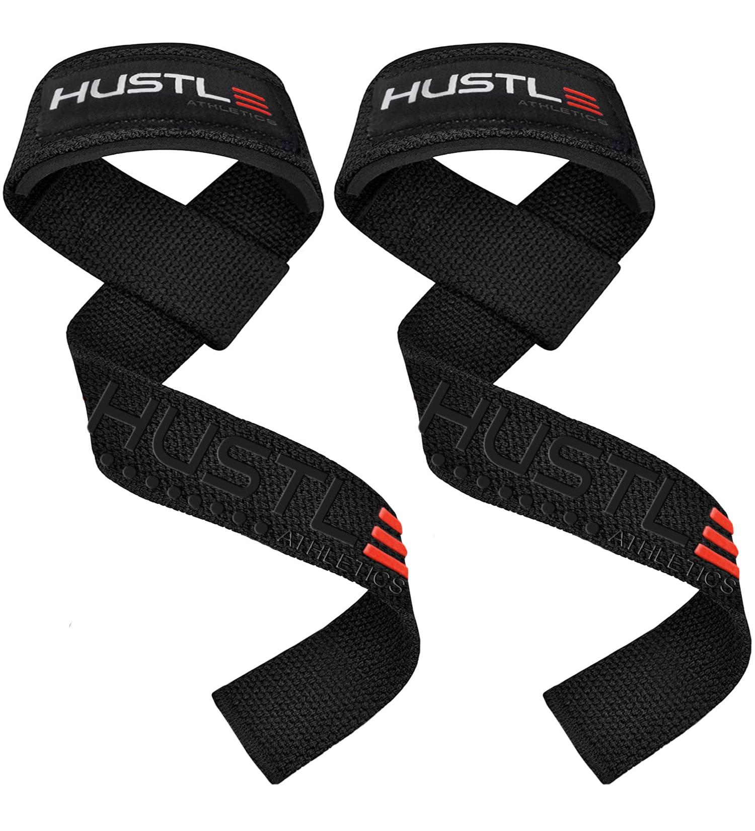 Hustle Lifting Wrist Straps for Weightlifting - Power Cotton Wraps with Silicone Grip - Deadlift Straps Dark Carbon - Buy Online on GoSupps.com