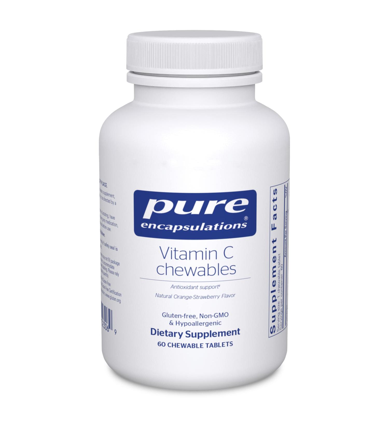 Pure Encapsulations Vitamin C Chewables - 60 Chewable Tablets - Immune and Antioxidant Support - Orange-Strawberry Flavor - Buy Online on GoSupps.com