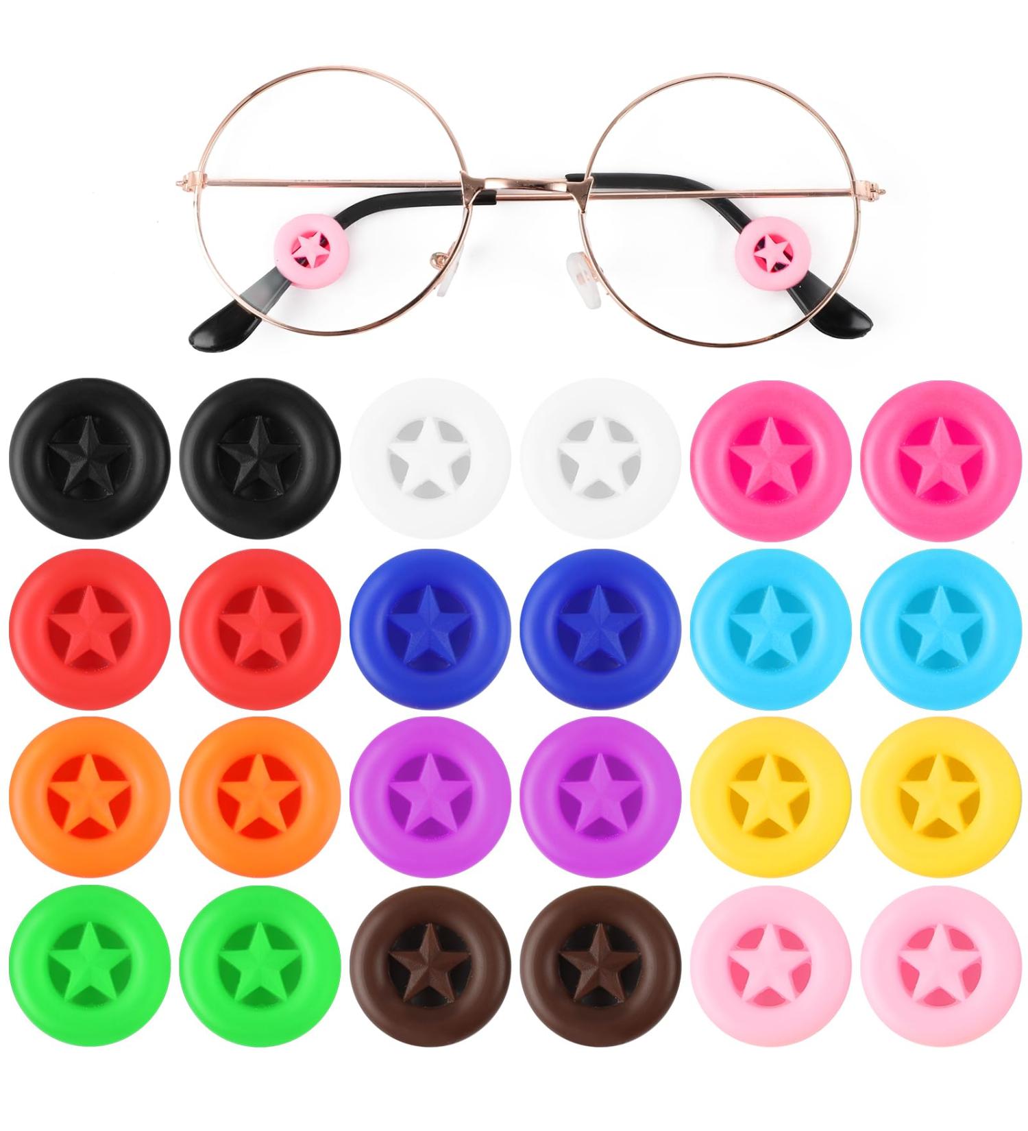Buy 12 Pairs Silicone Anti-Slip Glasses Holders - Colorful Star Design for Kids & Adults - Soft Grooves for Myopic & Sunglasses - International Shipping Available - Buy Online on GoSupps.com