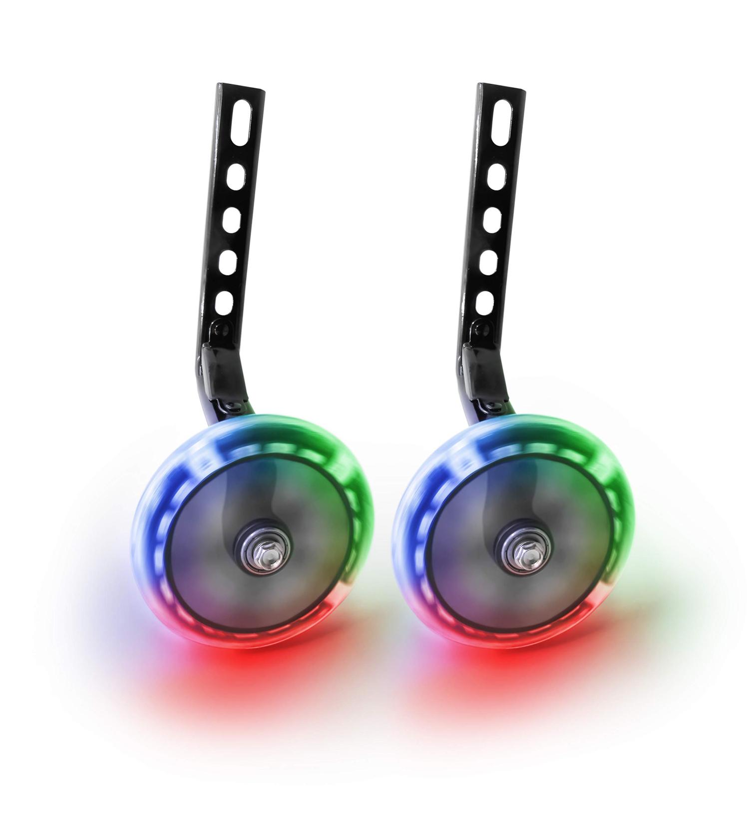 Multicolored LED Training Wheels for 12-18 Inch Kids Bikes - Easy Installation, Compatible with Boys/Girls Single Speed Bicycles - Black - Buy Online on GoSupps.com