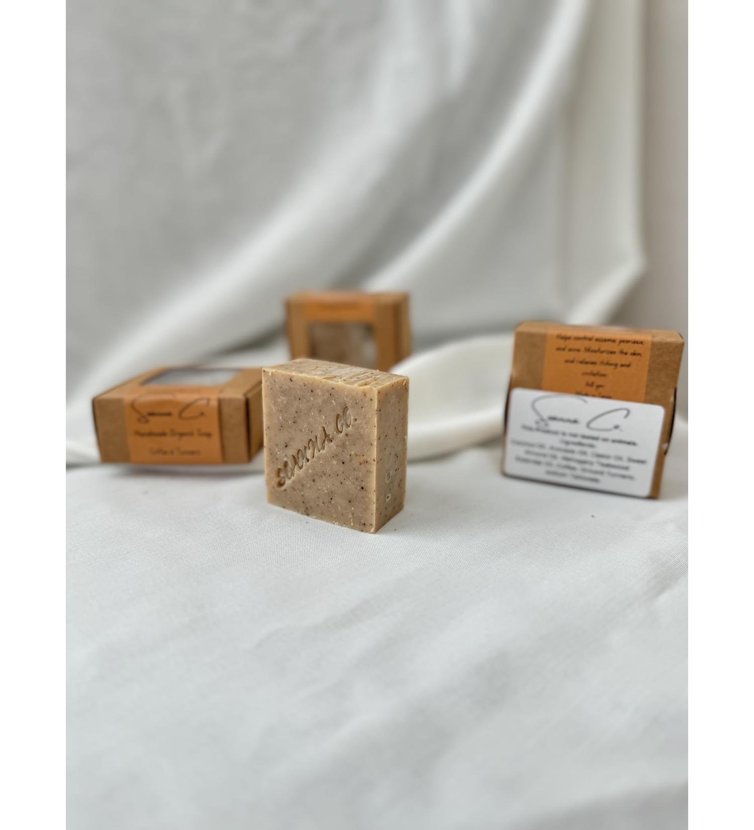 Soanna Set of 2 Organic Coffee & Turmeric Soap - 100% Natural Ingredients - Eco-Friendly Beige Soap for Glowing Skin - Buy Online on GoSupps.com