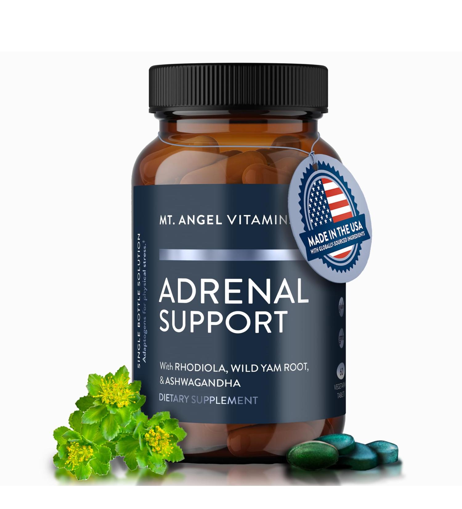 Mt. Angel Vitamins - Adrenal Support - Mood, Focus, Relaxation, Stress, and Adaptogens Support w/Ashwagandha Extracts - 60 Tablets - Buy Online on GoSupps.com