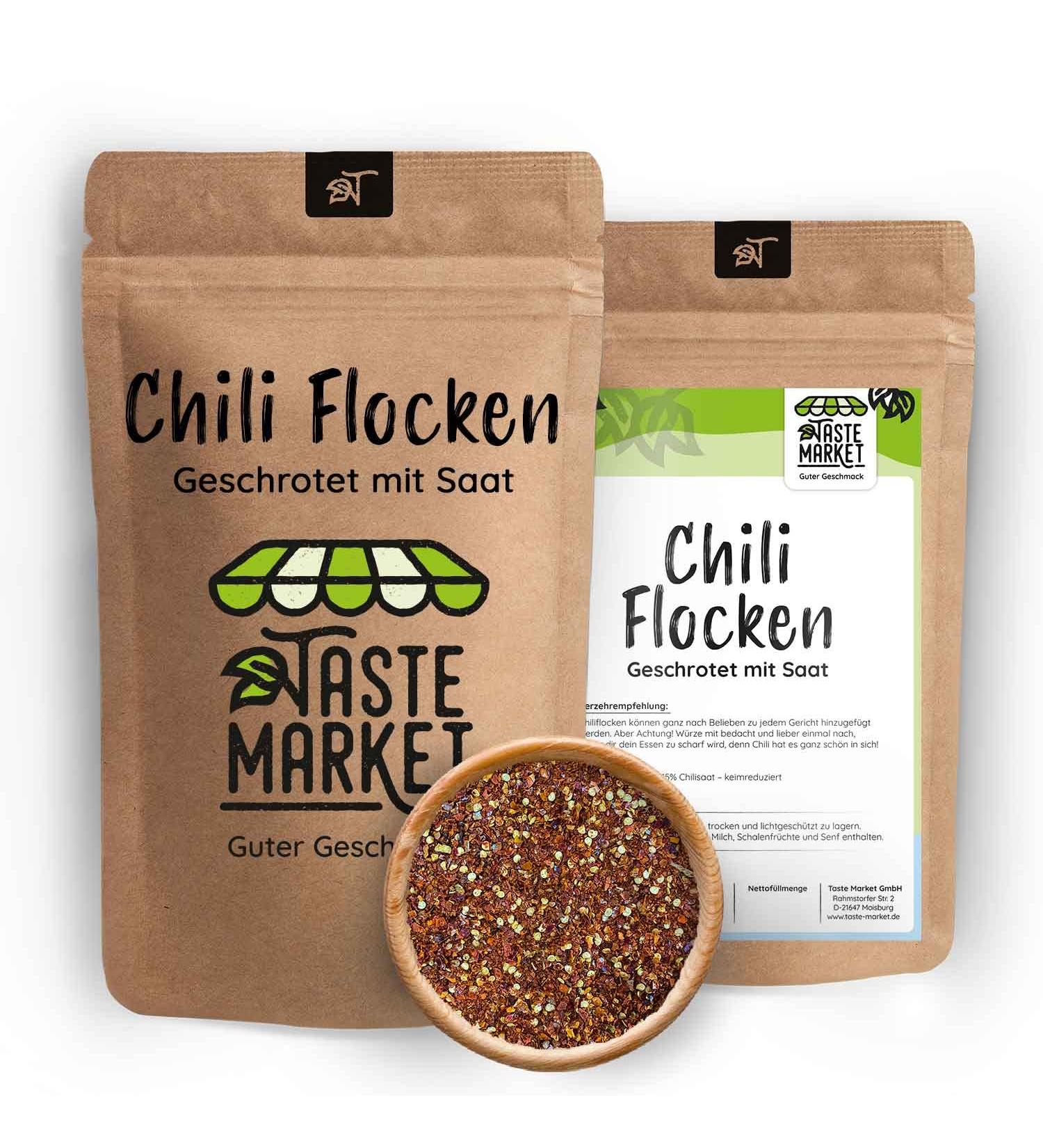  TASTE Guter Geschmack 500g Chilli Flakes with Seeds | Chilli Pepper | Spicy Chili Peppers | Sharp - Buy Online on GoSupps.com