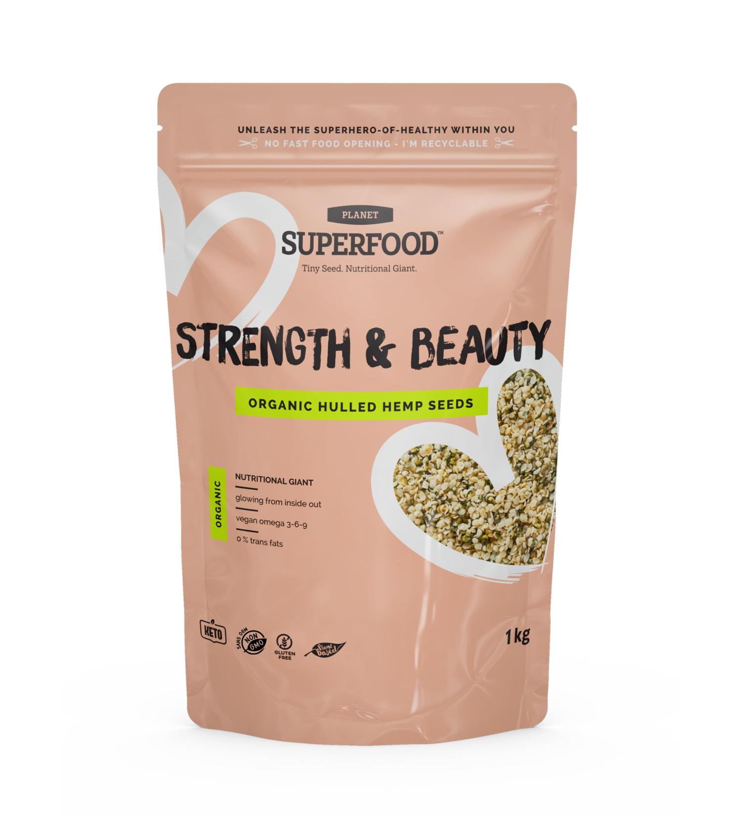 Organic Shelled Hemp Seeds 1000g | High Protein Omega 3 Hulled Hemp Hearts | Vegan Keto Non-GMO Gluten Free - 1kg - Buy Online on GoSupps.com