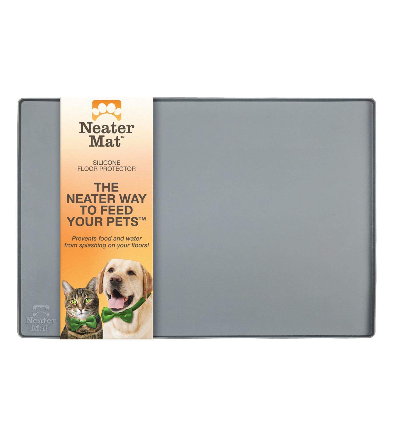 Neater Pet Brands Waterproof Silicone Pet Mat 24x16 Gunmetal - Protect Floors from Food & Water - Buy Online on GoSupps.com