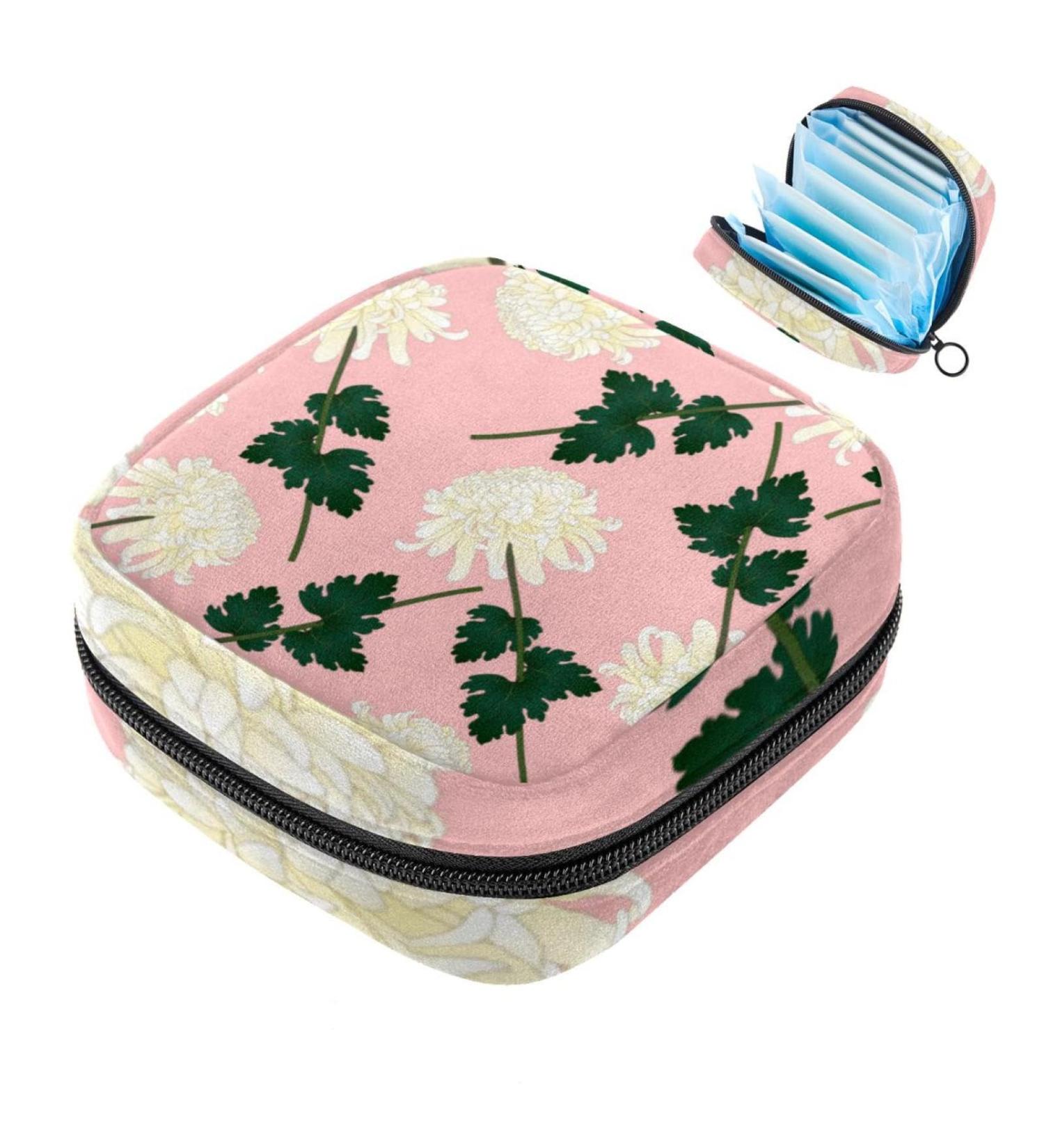 Pink Ladies Tie Storage Bag for Menstrual Cup & Period Essentials - Large Zipper Pouch for Tampons Panty Liners & More | Multi-Colored Design - Buy Online on GoSupps.com