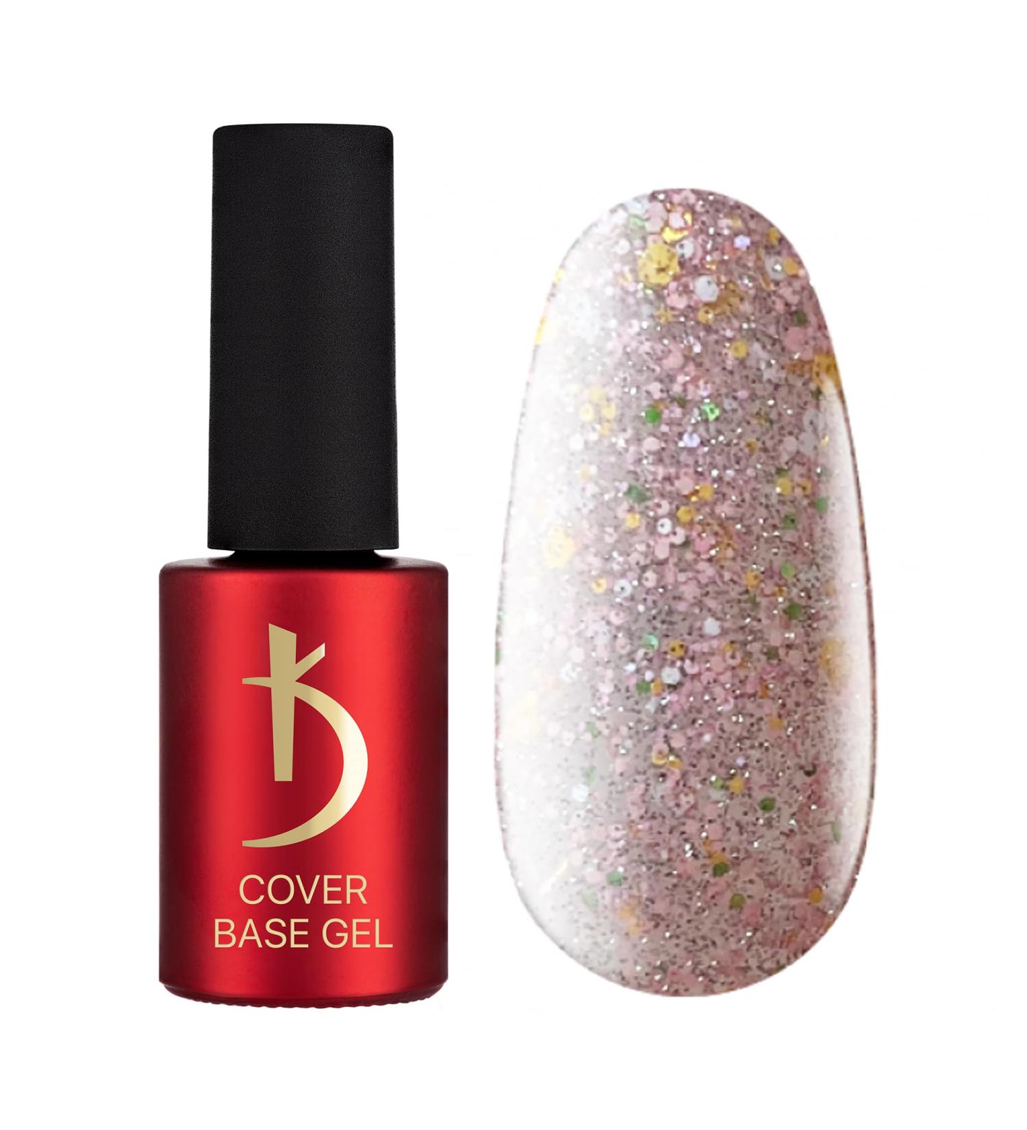 K Professional Base Coat - Transparent Gel with White Gold Green Flakes - 7ml UV Nail Polish - Optimal Unterlack for Geln gel & Gellack - 09CD Clear Gold Flakes - Buy Online on GoSupps.com