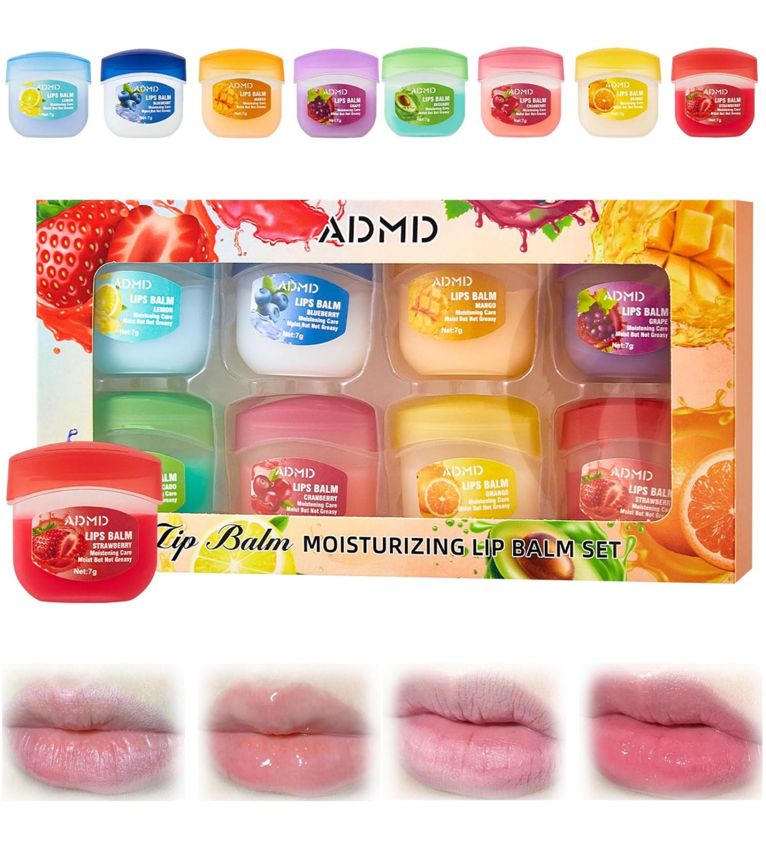 Admd Fruity Lip Balm Set 8Pcs Fruit Flavored Lip Care Set Mini Colorless Lipsticks Moisturizing Masks Long-lasting Nourishing Smooth Soft Hydrated Lips Overnight (8Pcs) - Buy Online on GoSupps.com