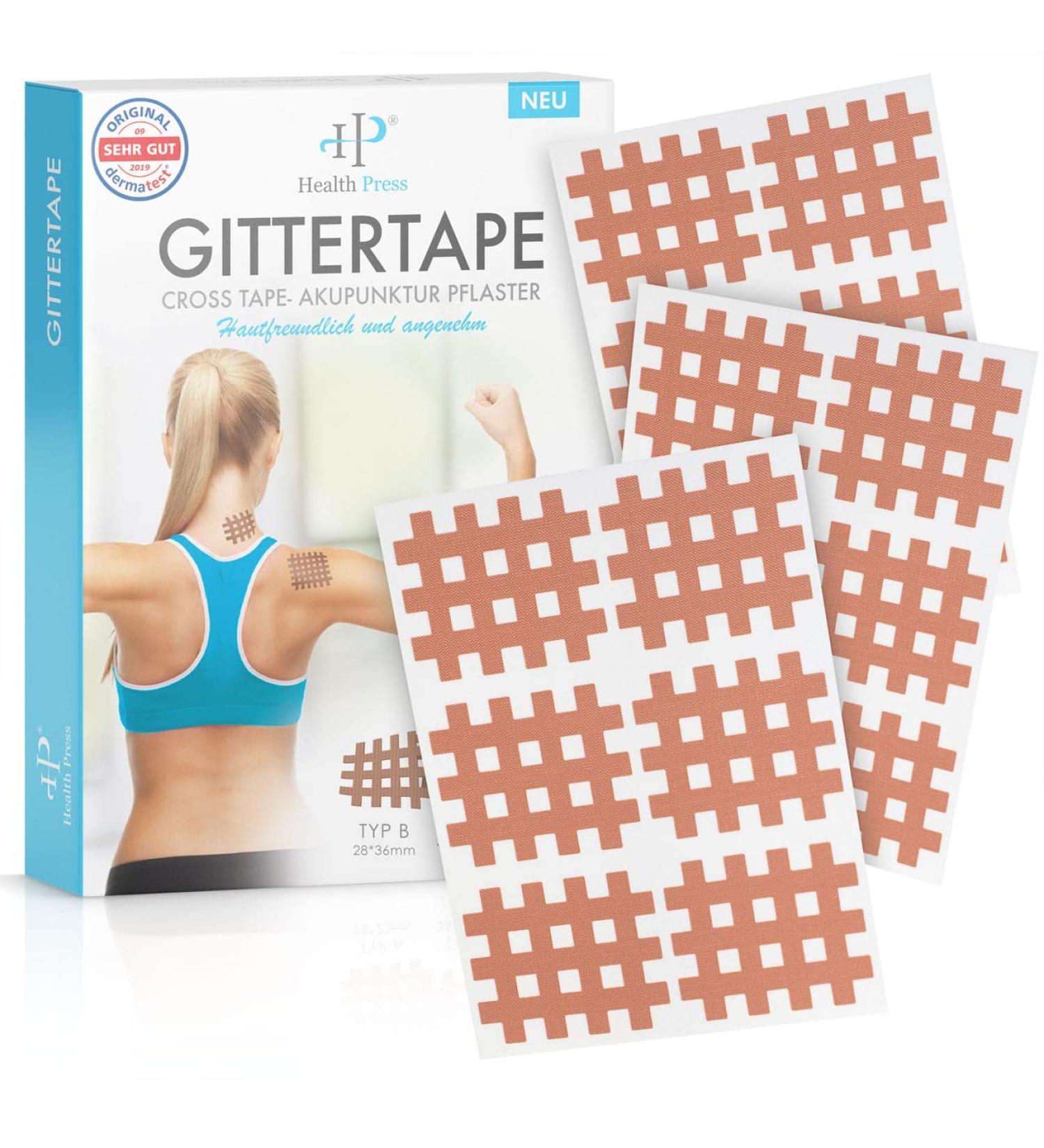 Health Press Grid Tape Cross Tape Type B - 120 Pieces Acupressure/Acupuncture Patch with E-Book Instructions for Optimal Health - Buy Online on GoSupps.com