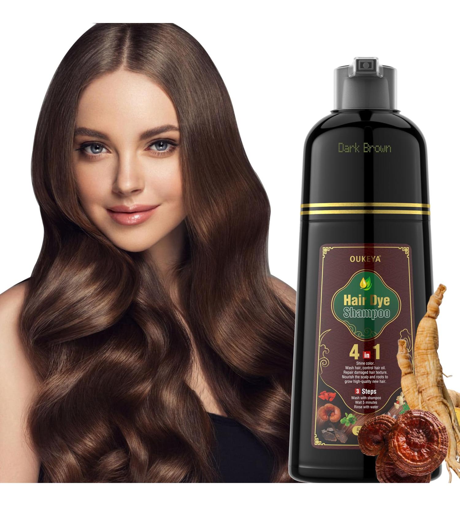 Dark Brown Hair Dye Shampoo 4 In 1 | Gray Hair Coverage for Men & Women | Instant Herbal Color Treatment - Buy Online on GoSupps.com