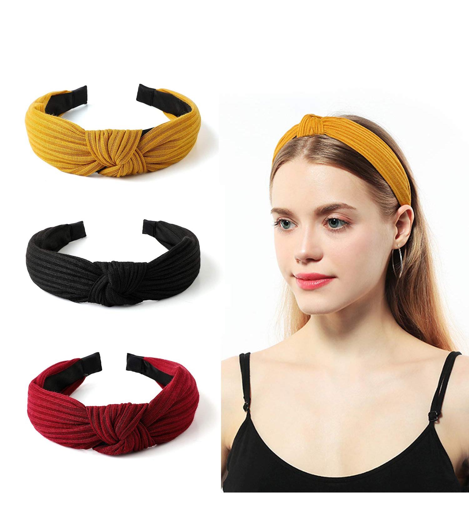 Women's Knotted Headbands 3-Pack - Stylish Workout Hairbands for Girls - Fall Fashion Hair Accessories by Gloppie - Buy Online on GoSupps.com