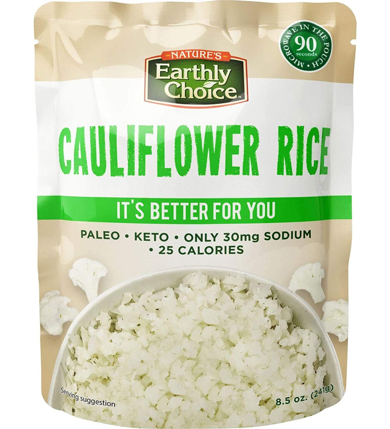 Nature's Earthly Choice Cauliflower Rice - 48oz (6 x 8.5oz Pouches), Pack of 144 - Buy Online on GoSupps.com