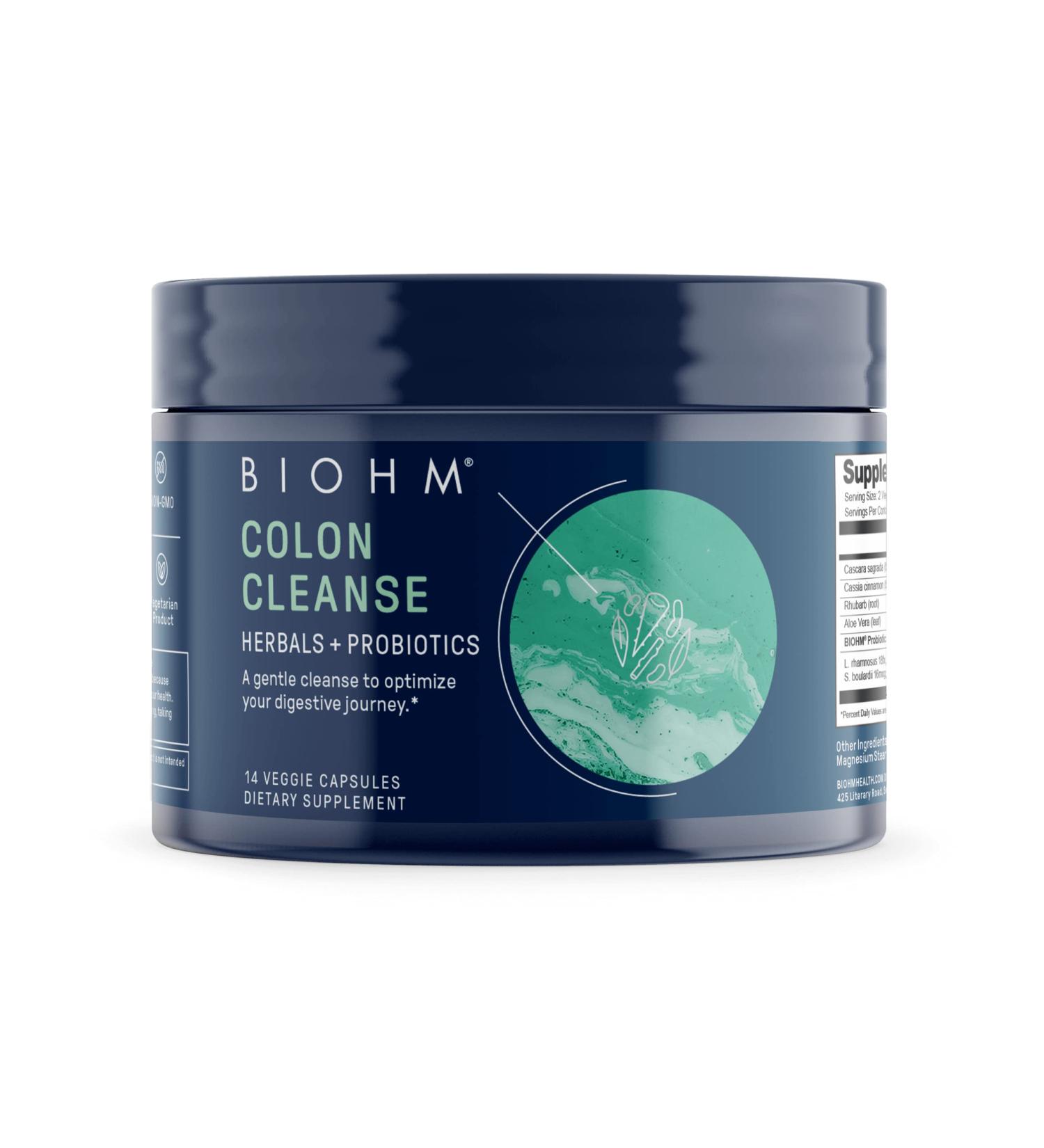 BIOHM 7-Day Colon Cleanse Detox with Probiotics - Constipation and Bloating Relief - Non-GMO Vegetarian - 14 Capsules - Buy Online on GoSupps.com