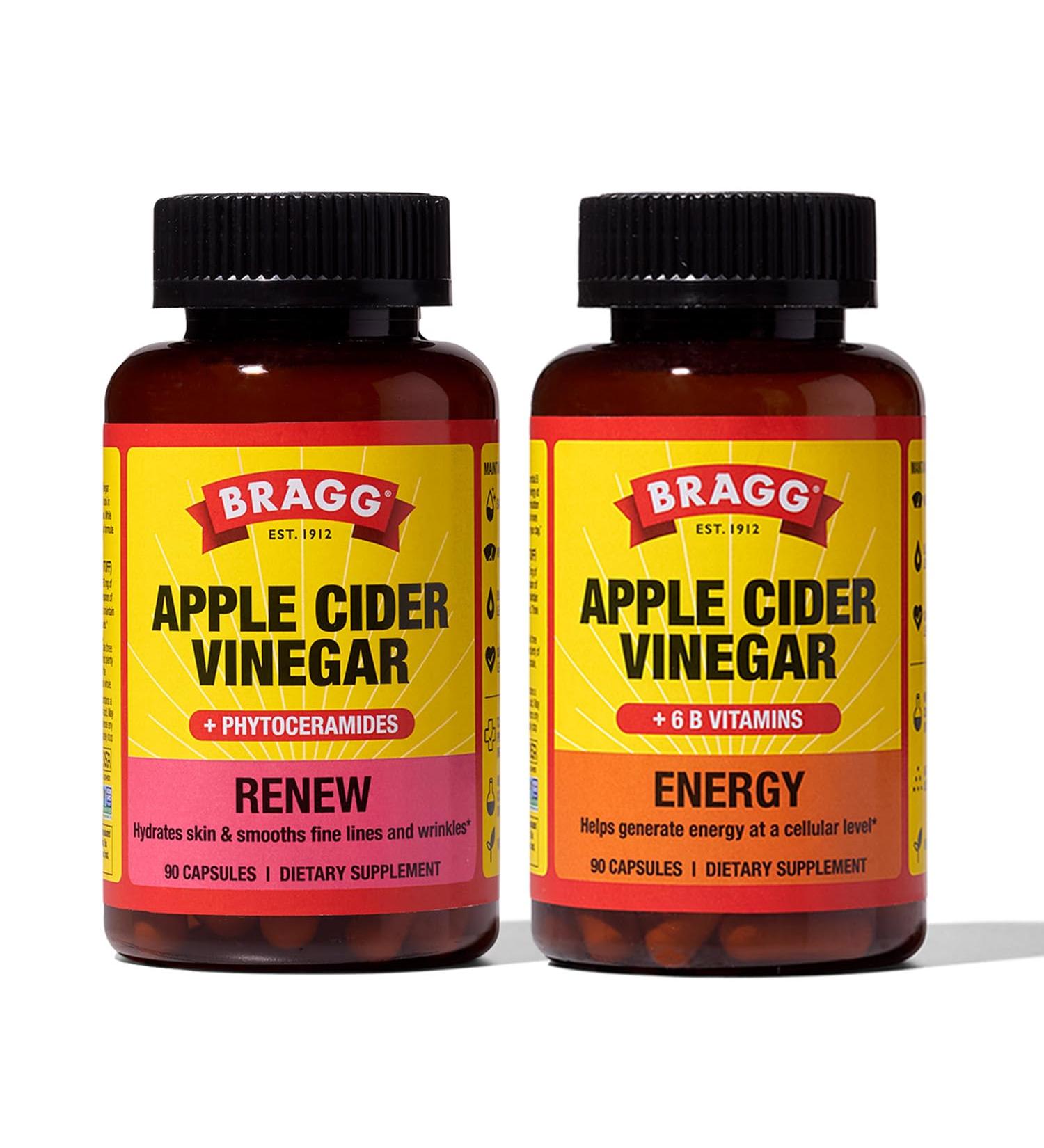 BRAGG Renew Apple Cider Vinegar Capsules with Phytoceramides Energy Apple Cider Vinegar Capsules with B Vitamins - Buy Online on GoSupps.com
