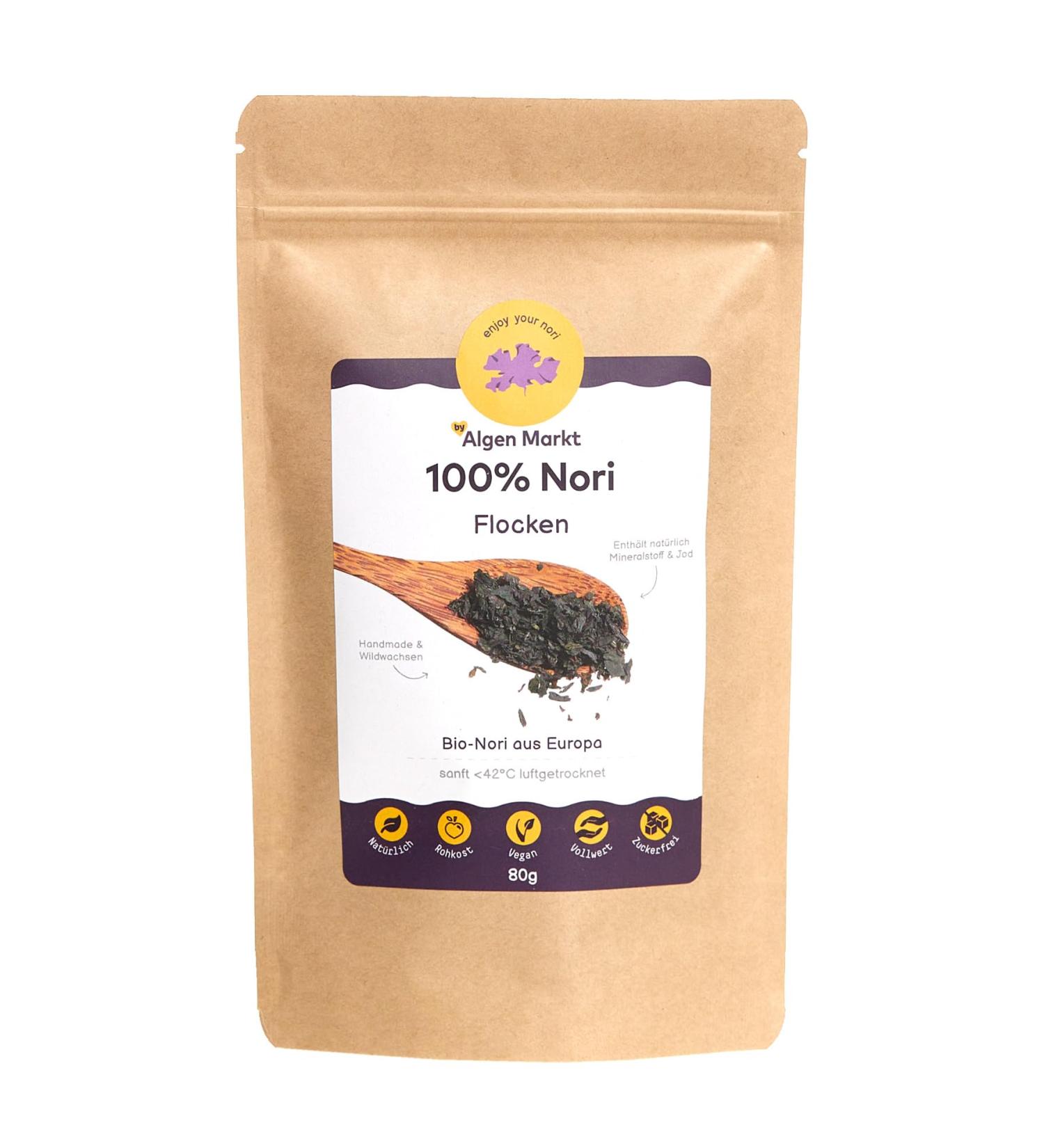 Organic Nori Flakes 80g | Wild Harvested in Galicia Spain | Nutrient-Dense Vegan & Gluten-Free Seaweed | Perfect Salt Replacement & Iodine Source - Buy Online on GoSupps.com