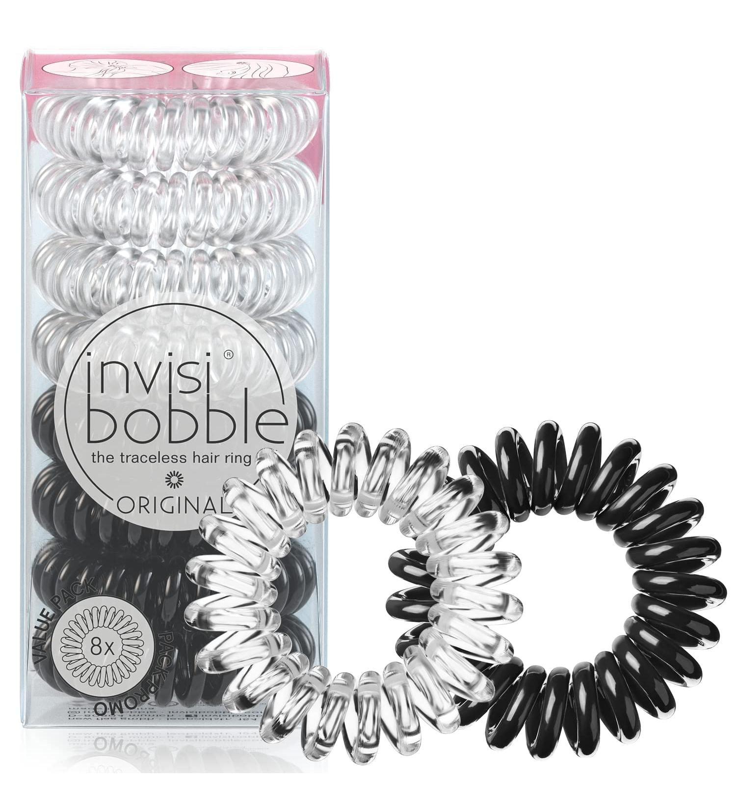 Invisibobble Original Traceless Hair Ring 8 Pack - Crystal Clear & True Black - Buy Online on GoSupps.com