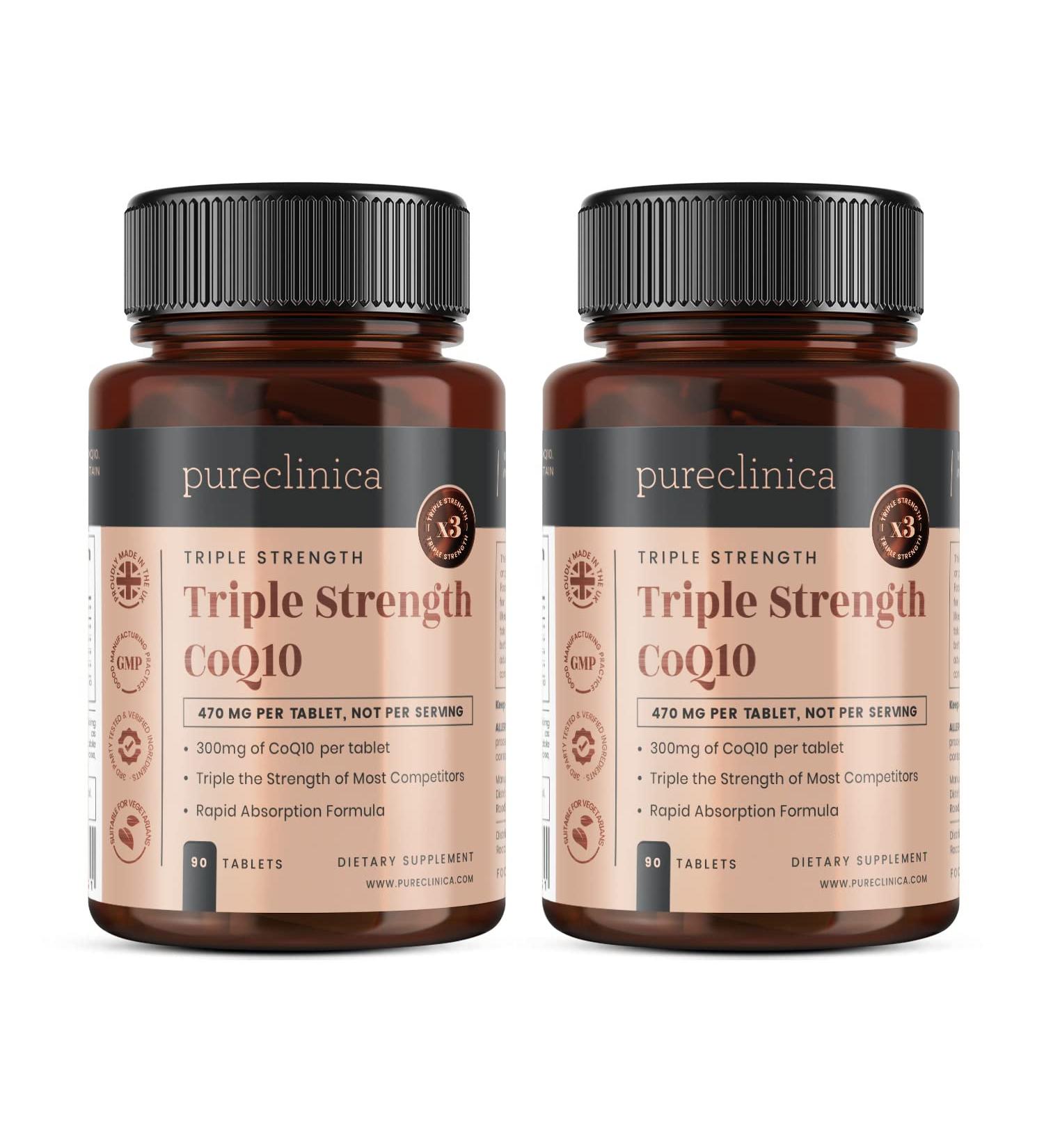 Pureclinica CoQ10 300mg x 180 Tablets - 6 Months Supply with Vitamin C & Black Pepper Extract - Buy Online on GoSupps.com