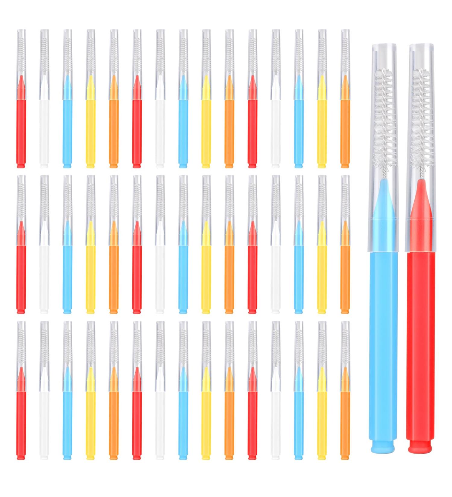 Comnico Interdental Brushes - 50 Pack Tooth Cleaning Tools for Gaps | White Yellow Orange Red Blue - Essential Dental Care - Buy Online on GoSupps.com