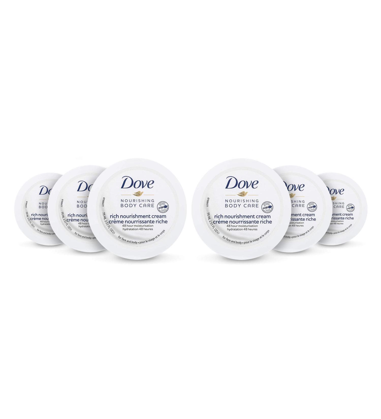 Dove Nourishing Body Care 48-Hour Moisturizing Cream for Extra Dry Skin - 2.53 FL OZ (Pack of 6) - Buy Online on GoSupps.com