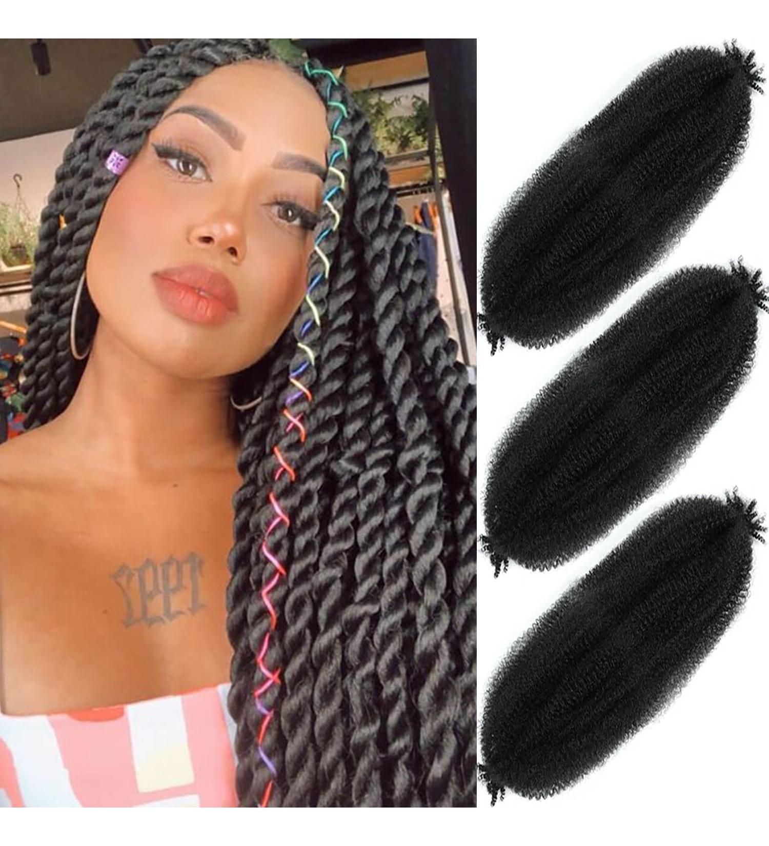 Springy Afro Twist Hair 28 Inch Cuban Twist Hair 3 Packs Marley Twist Braiding Hair Pre-separated Spring Twist Hair Wrapping Hair for Soft Locs Cuban Twist Crochet Hair for Women (28Inch-3Pcs-1B#) - Buy Online on GoSupps.com
