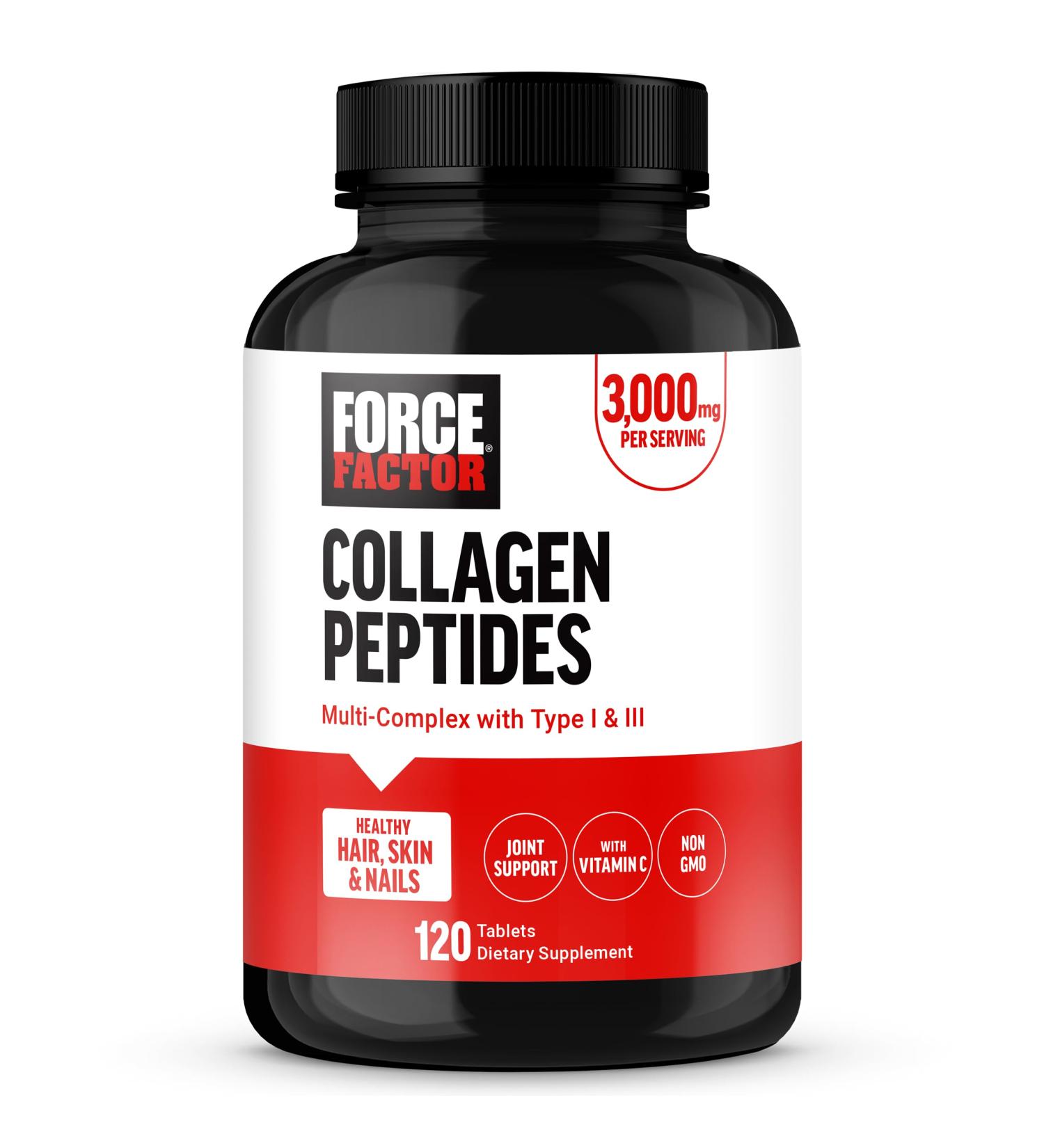 Force Factor Collagen Peptides Collagen for Women and Men Made with Hydrolyzed Bovine Collagen Type 1 & 3 for Healthy Hair Skin Nails & Joints Premium Quality Non-GMO 120 Collagen Pills - Buy Online on GoSupps.com