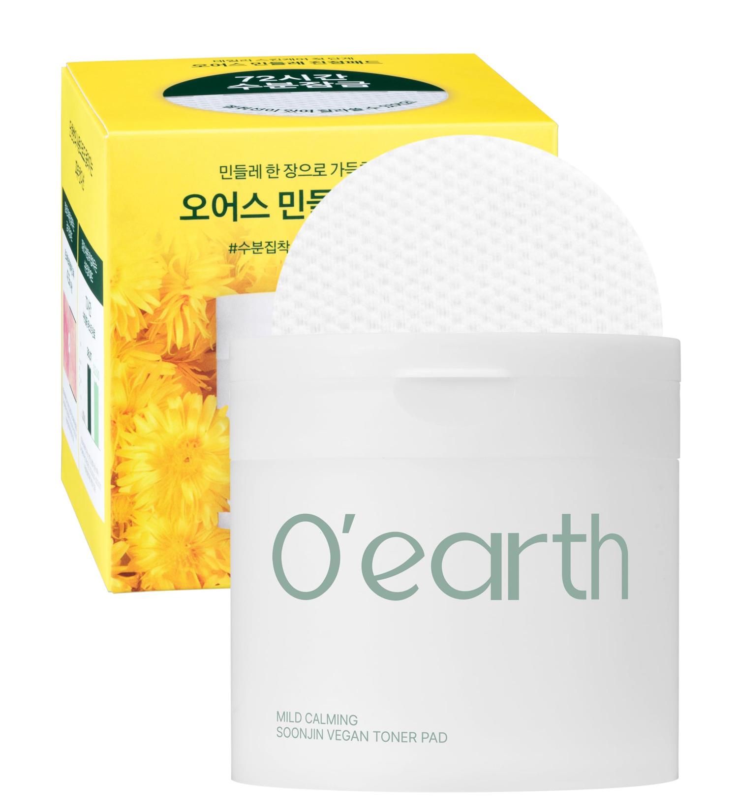 O Earth Mild Calming Vegan Toner Pad - Exfoliating Soothing & Moisturizing with Dandelions & Hyaluronic Acid - EWG Green Certified - 90 Pads for All Skin Types - Buy Online on GoSupps.com