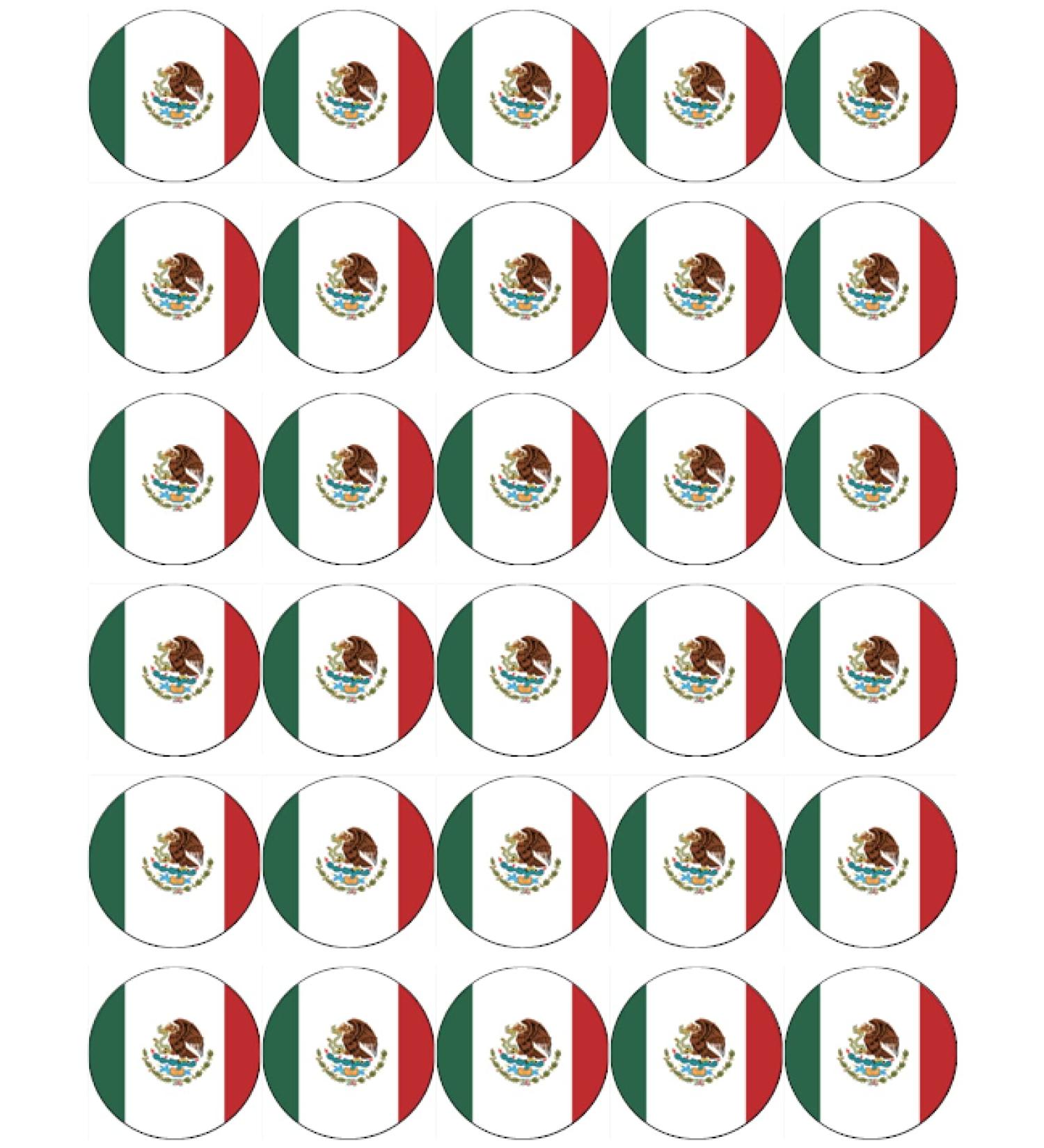 30 Mexico Mexican Flags Cupcake Toppers Edible Wafer Paper Fairy Cake Toppers Birthday Cake Decorations