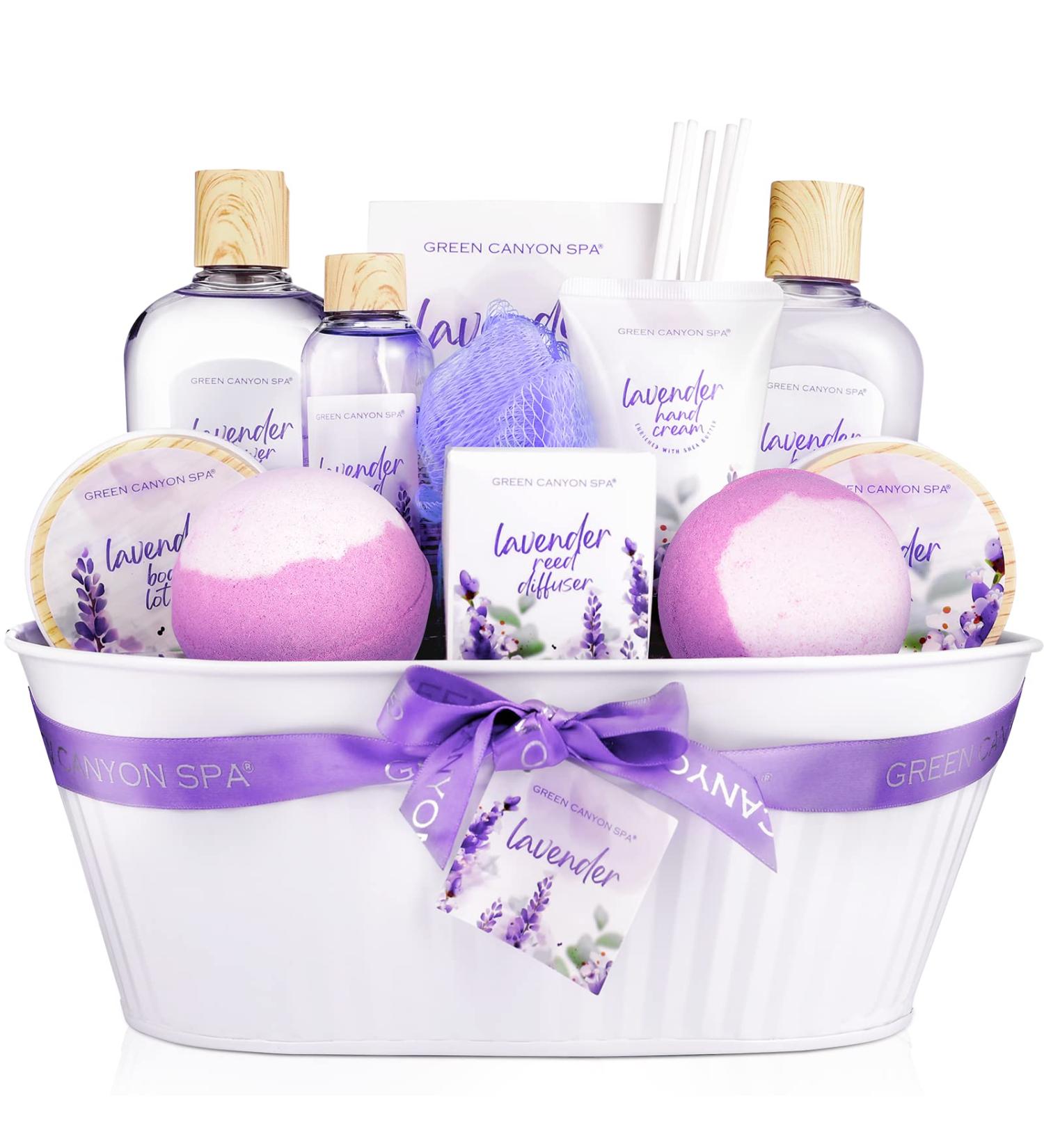 Lavender Bath Bombs Spa Gift Set for Women - 12 Pcs Home Spa Gift Basket by Green Canyon Spa - Buy Online on GoSupps.com