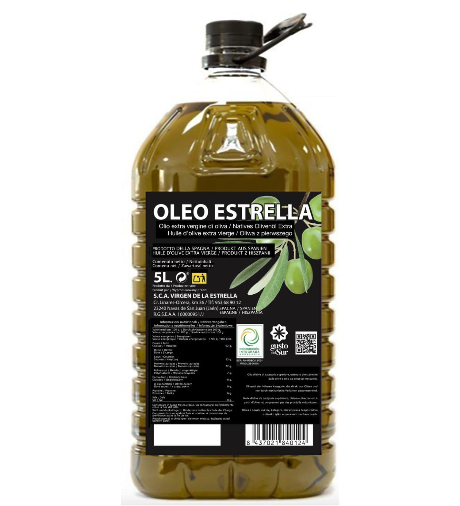  Oleo Estrella Huile d'Olive Extra Vierge 5 Litres Picual Oleo Estrella - Buy Online on GoSupps.com