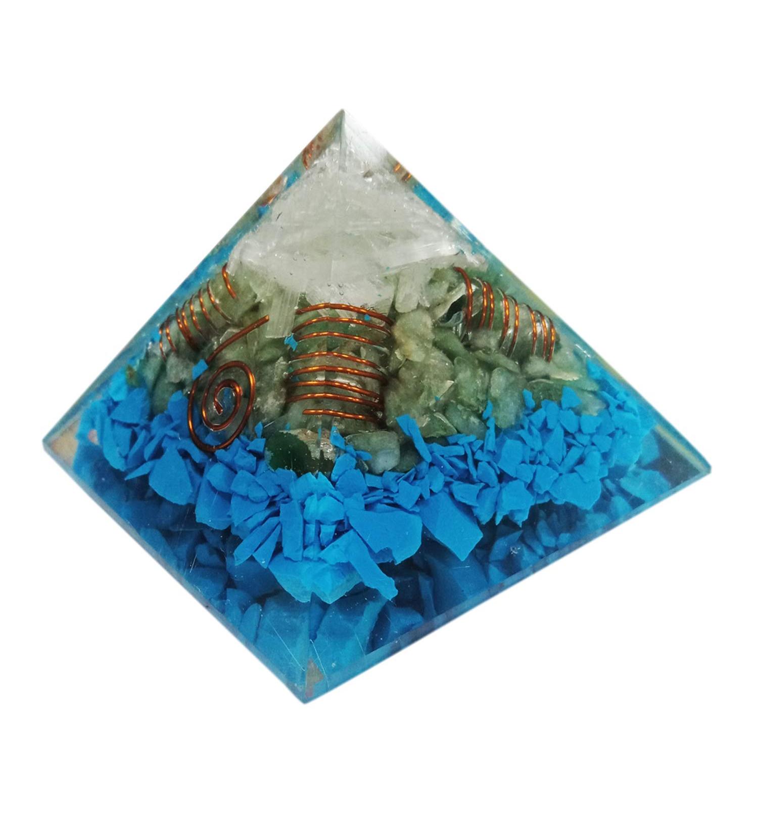 Orgone Pyramid Large Turquoise Crystal Energy Generator EMF Protection Meditation Healing