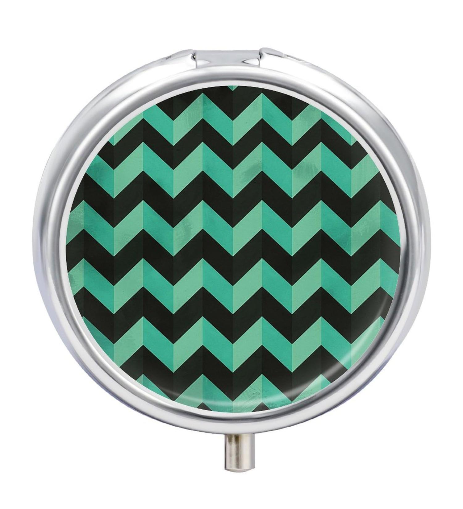 Turquoise & Black Travel Pill Box - 3 Compartment Portable Pill Organizer for Purse & Pocket - Buy Online on GoSupps.com