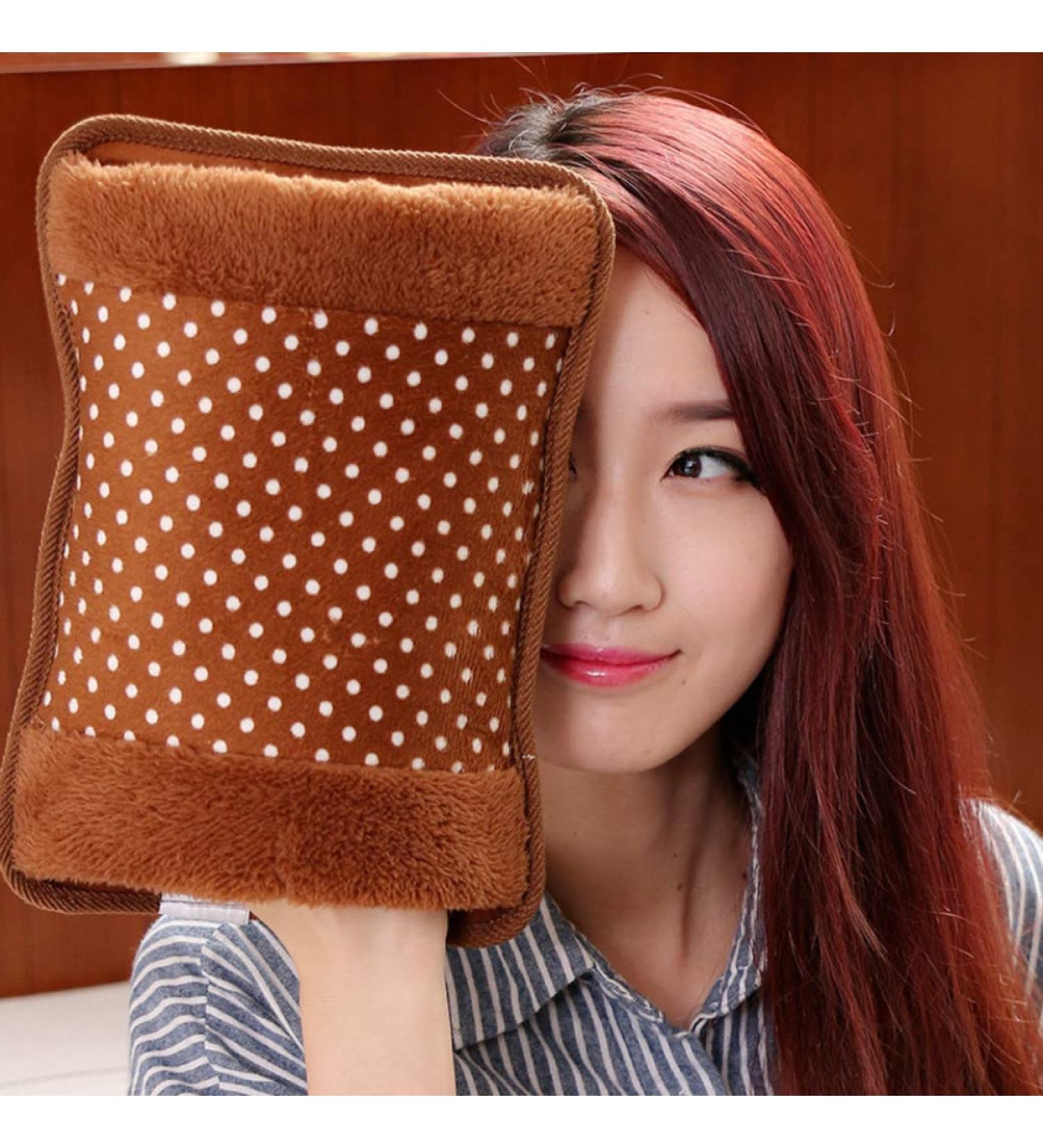 Electric Hot Water Bag 1100ML Velvet Hand Warmer Portable Rechargeable Water Pouch for Feet Hot Water Bottles Medication Remedies