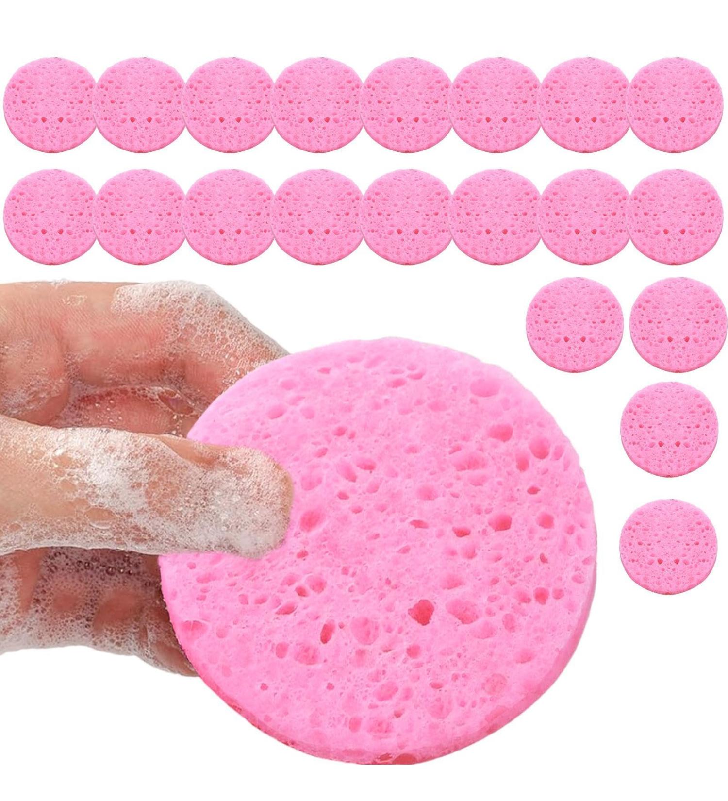 Compressed Face Sponge Wood Pulp Cotton Skincare Sponges | Cosmetic Spa Sponges Makeup Remover Cleansing Pads for Personal Spa Esthetician Use 20 Pieces - Buy Online on GoSupps.com