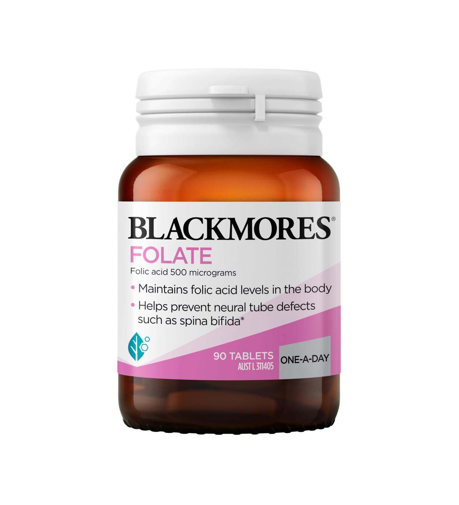 Blackmores Folate 500mcg 90 Tablets Folic Acid - Buy Online on GoSupps.com