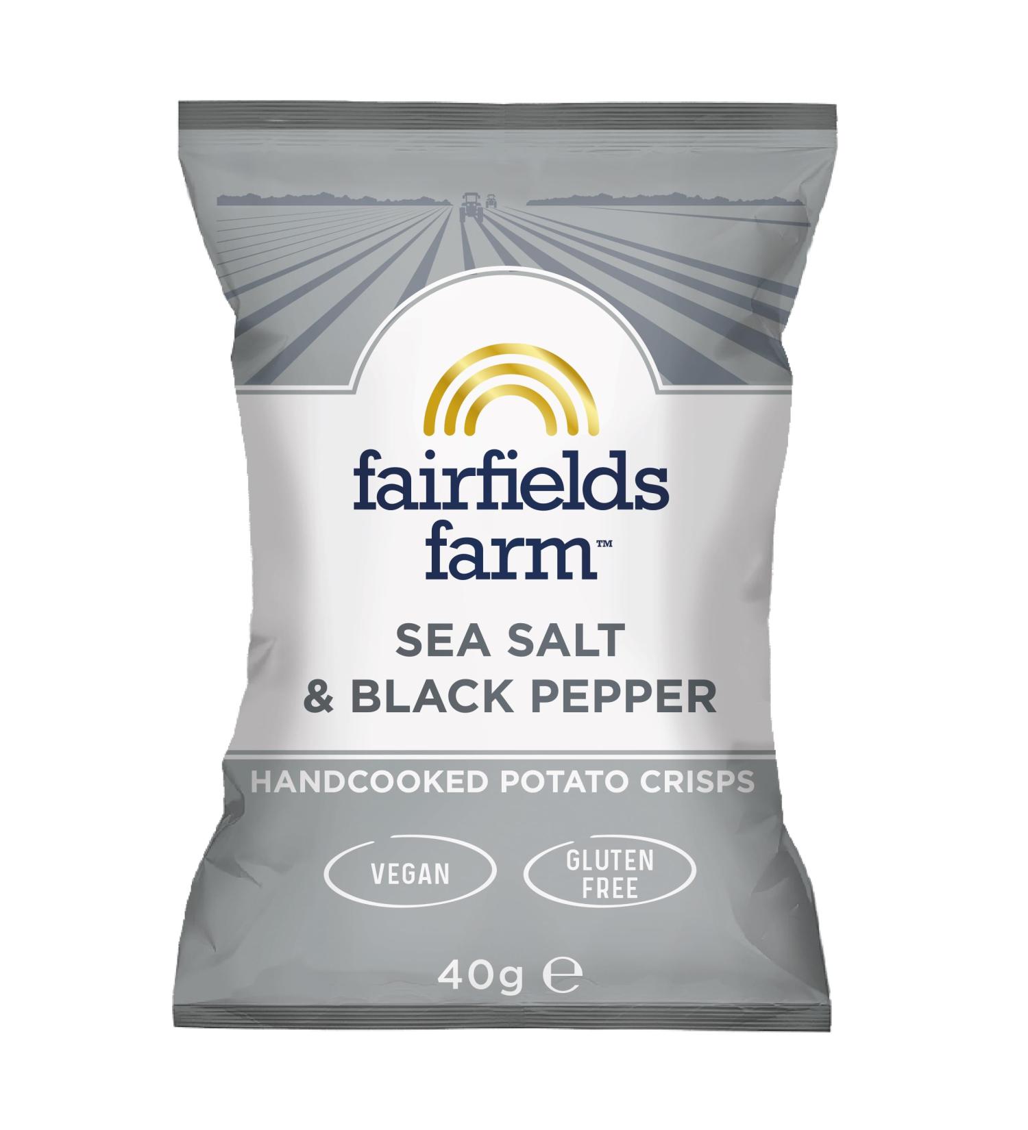 Fairfields Farm Crisps Sea Salt & Black Pepper Cooked Potato Crisps 40g | Pack of 36