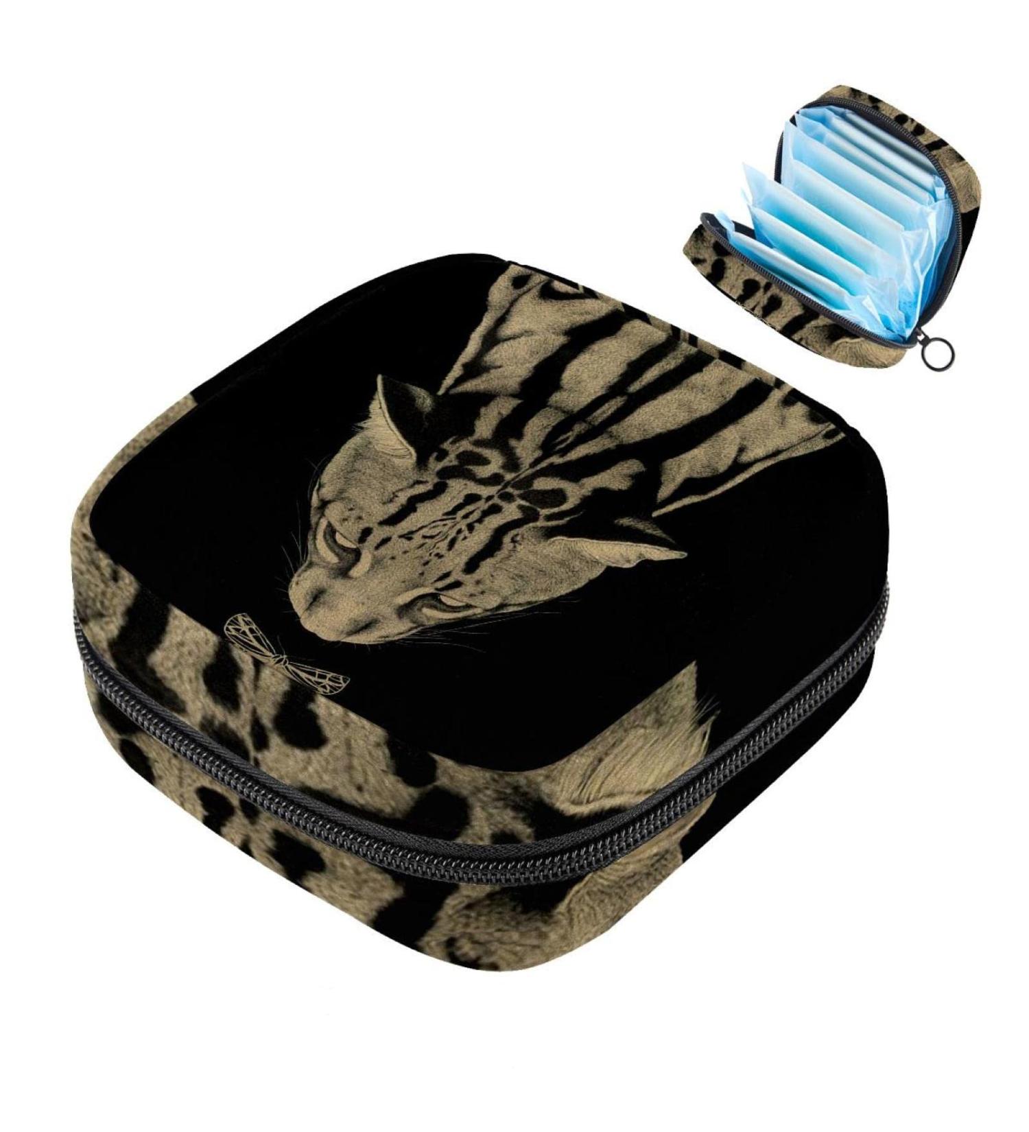 Portable Tiger & Butterfly Sanitary Napkins Storage Bag - Menstruation Pad & Menstrual Cup Pocket with Zipper for Teen Girls & Women - Shop Internationally! - Buy Online on GoSupps.com