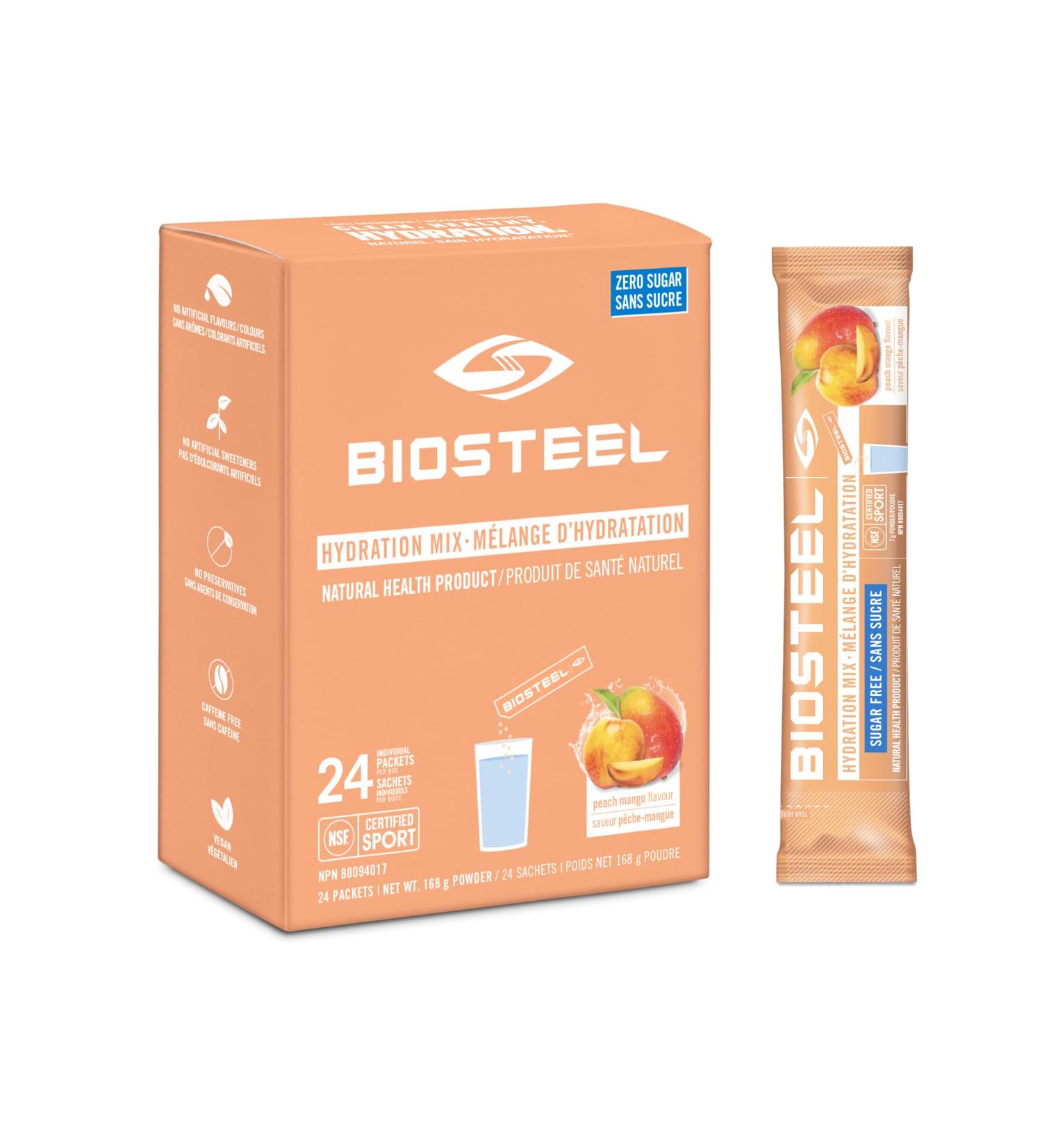 BioSteel Hydration Mix Great Tasting Hydration with Zero Sugar and No Artificial Flavours or Preservatives Peach Mango Flavour 24 Single Serving Packets - Buy Online on GoSupps.com