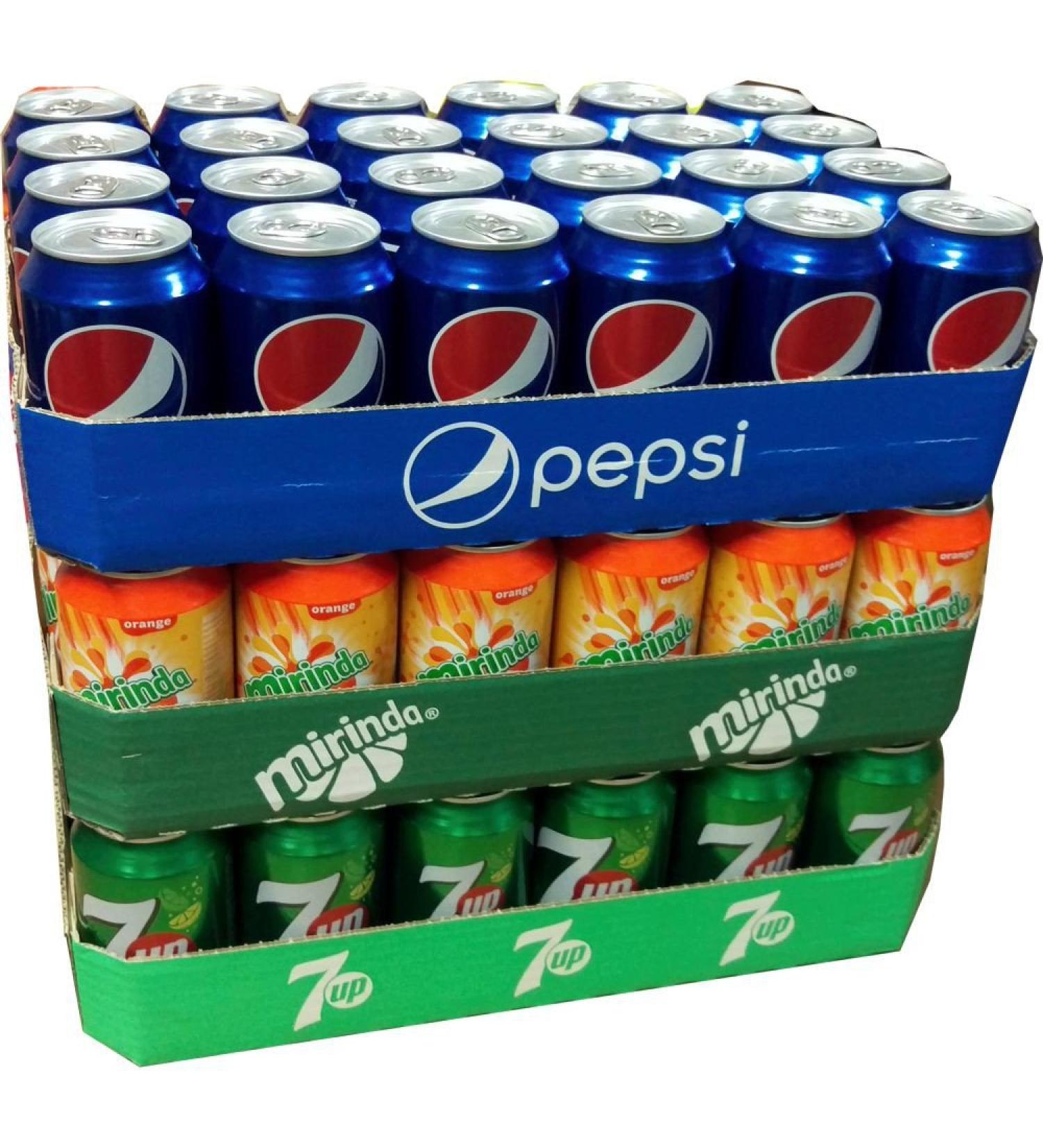 Pepsi Cola, Mirinda Orange & Seven Up Lot of 24 bottles of 0.33 l XXL (72 bottles in total)