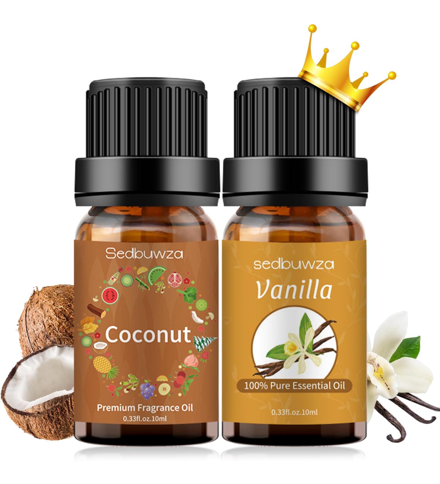 Sedbuwza Vanilla Coconut Essential Oil Set | Aromatherapy Diffuser Massage & Soap Making | 2 x 10ml - Buy Online on GoSupps.com