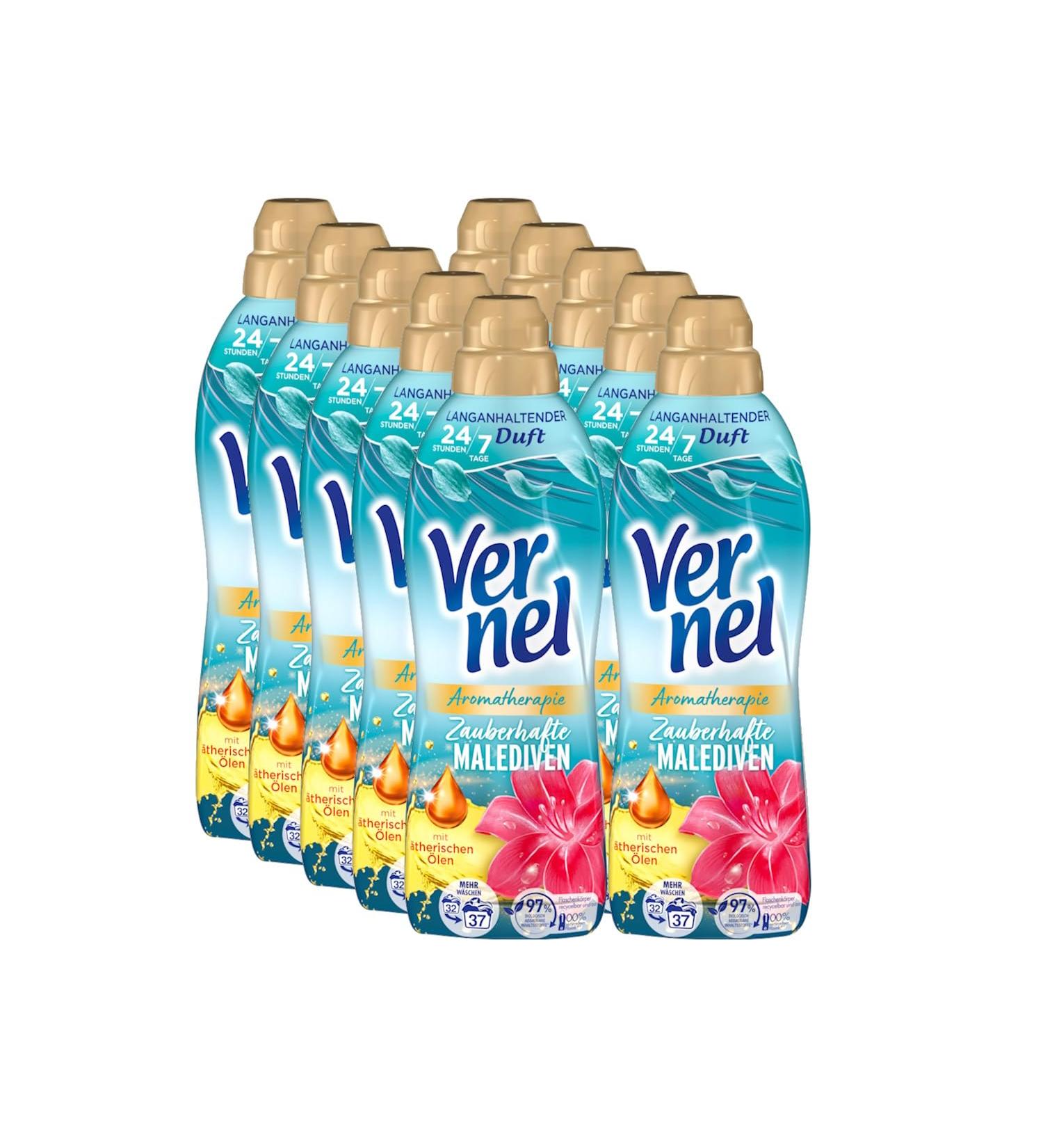 Venel Aromatherapy Maledive Fabric Softener 10x 37 WL - Long-Lasting Laundry Scent with Essential Oils 814 ml Eco-Friendly Packaging - 370 Washloads - Buy Online on GoSupps.com