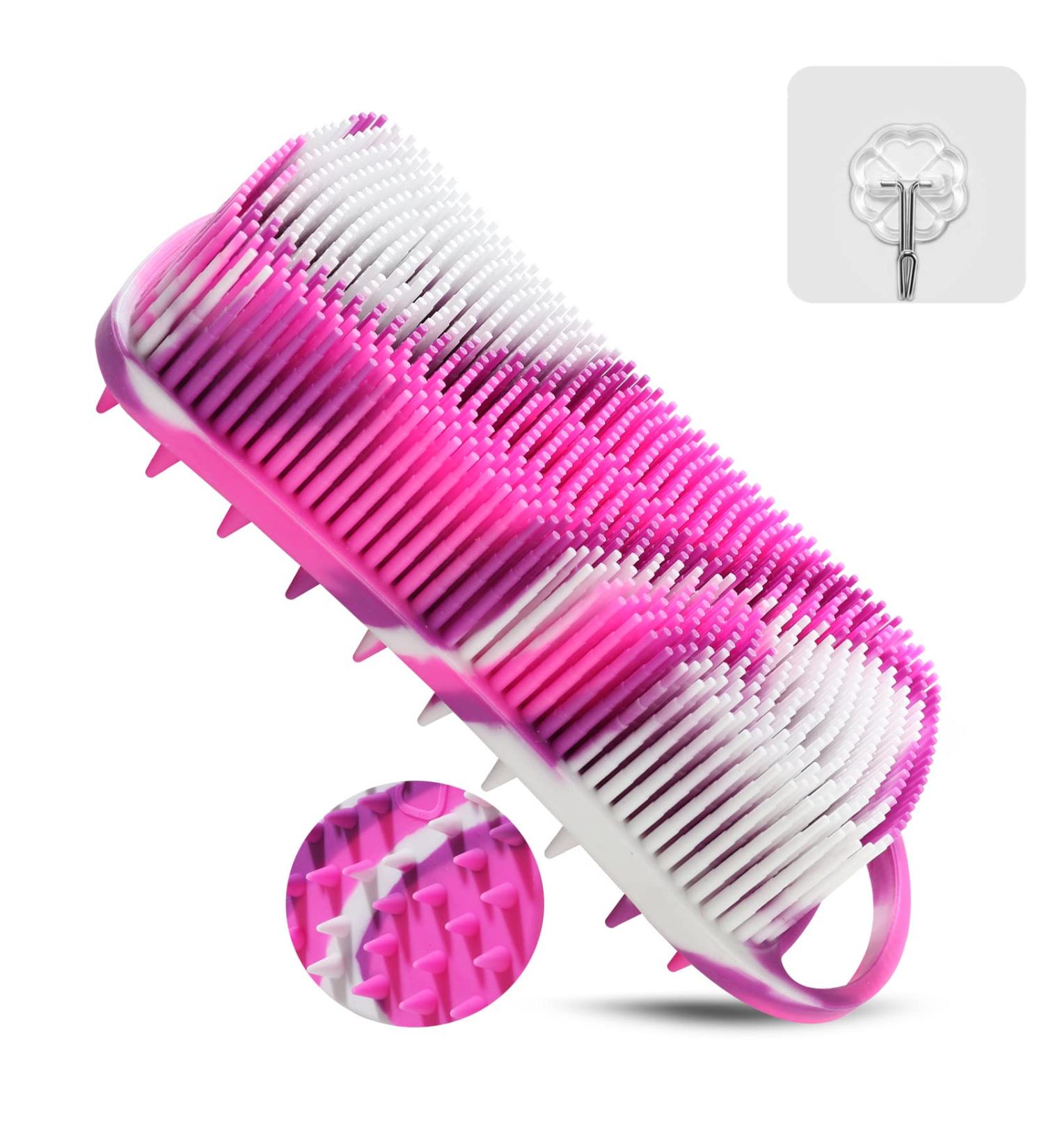 YEALIFE Camo Purple Silicone Body Scrubber: 2-in-1 Body & Hair Brush for Shower, Easy Clean, Stimulates Blood Circulation - Women & Men - Buy Online on GoSupps.com