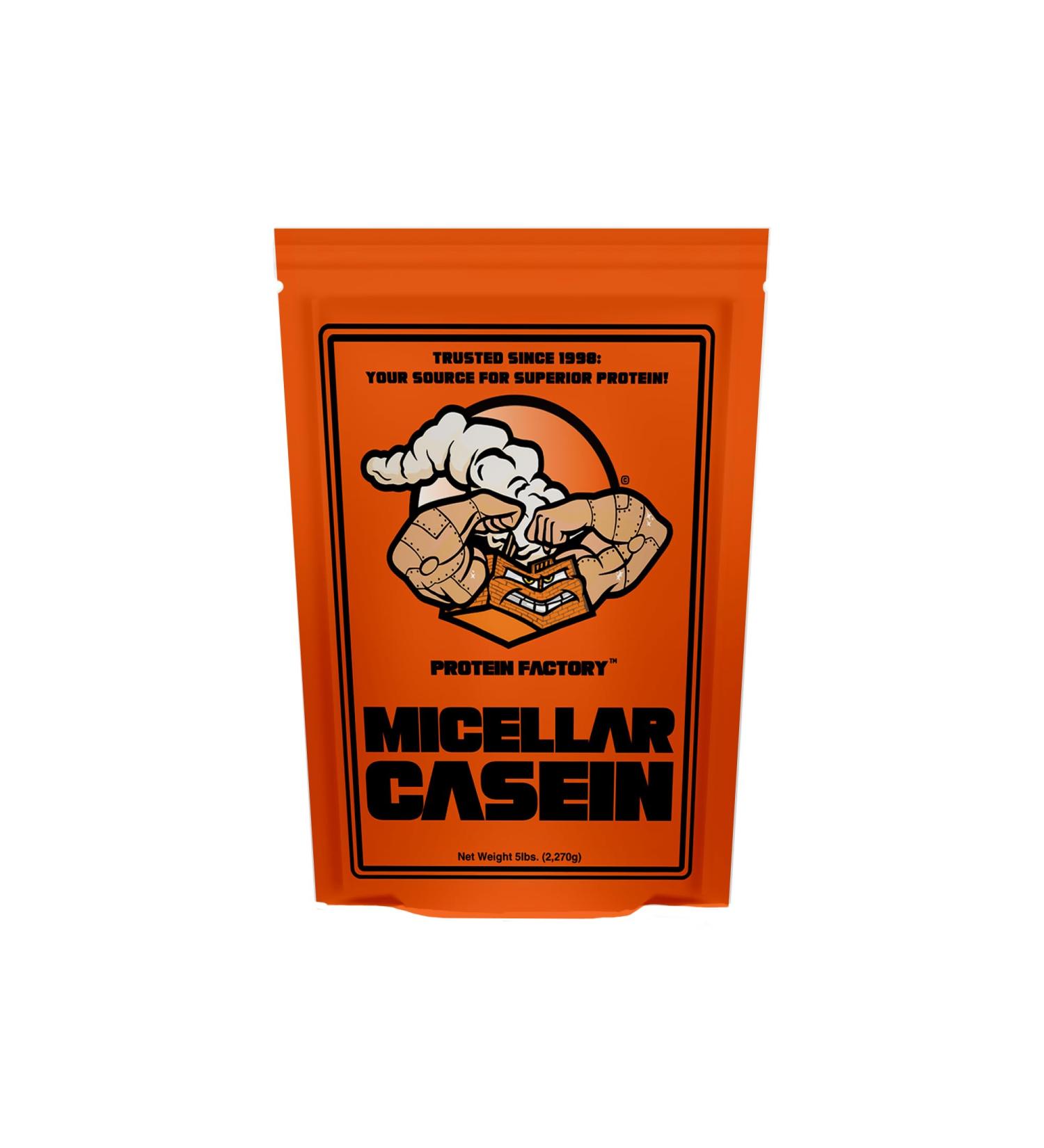 Protein Factory Micellar Casein Protein - 5lb Fresh Curd Casein from French Farms for Muscle Growth - Plain Non-GMO Soy Free & Preservative Free Slow Release Protein - 76 Serving