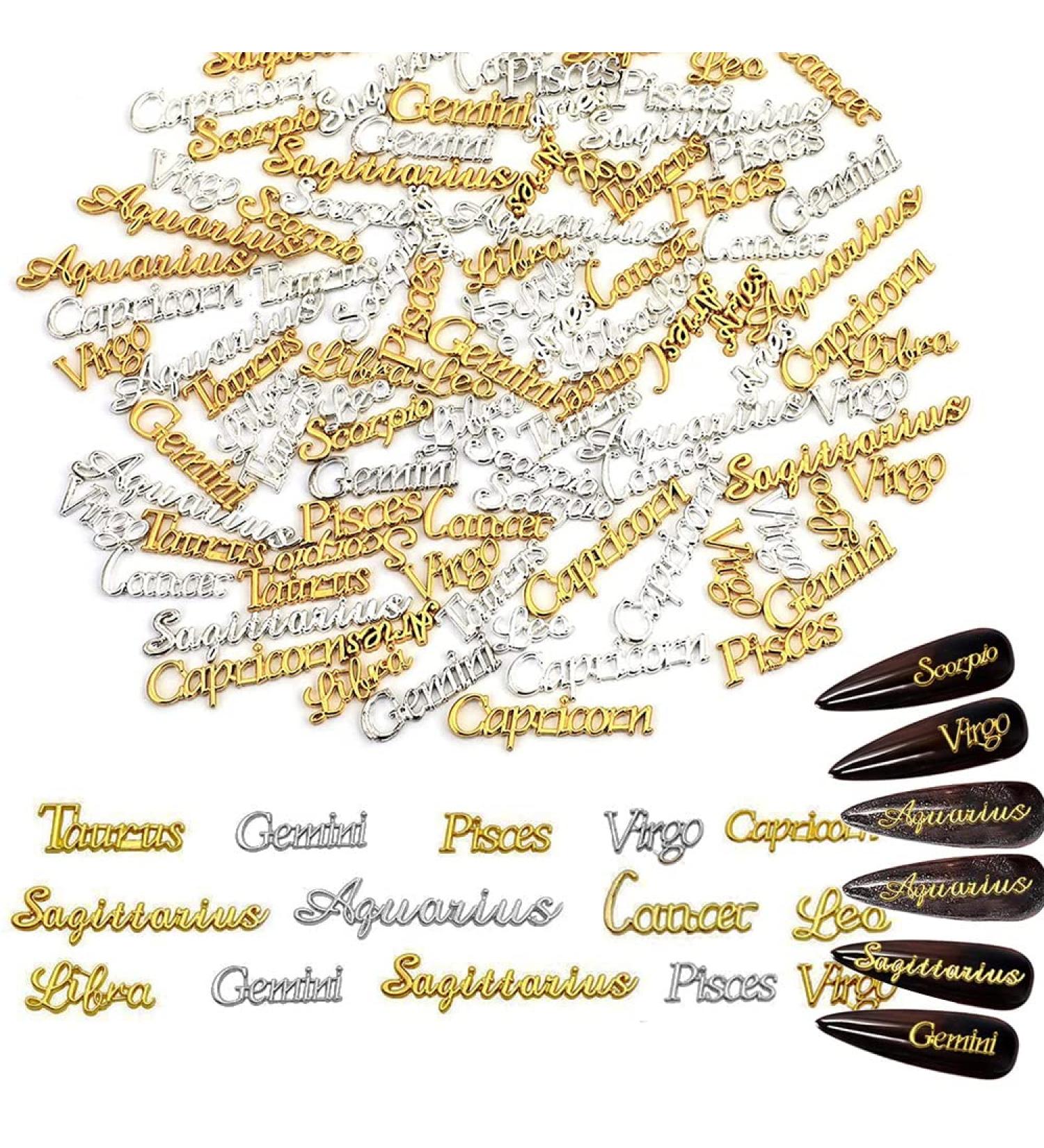 Zodiac Nail Charms Set - 96pcs Constellation Alloy Word Charms for Nail Art Decoration - Buy Online on GoSupps.com