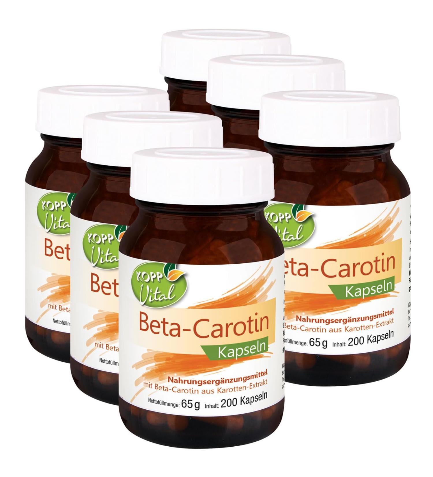 KOPP Vital Beta-Carotene Capsules - 6 x 200 Capsules | Premium Carrot Extract & Vitamin A | Pharmacy Quality International Shipping - Buy Online on GoSupps.com
