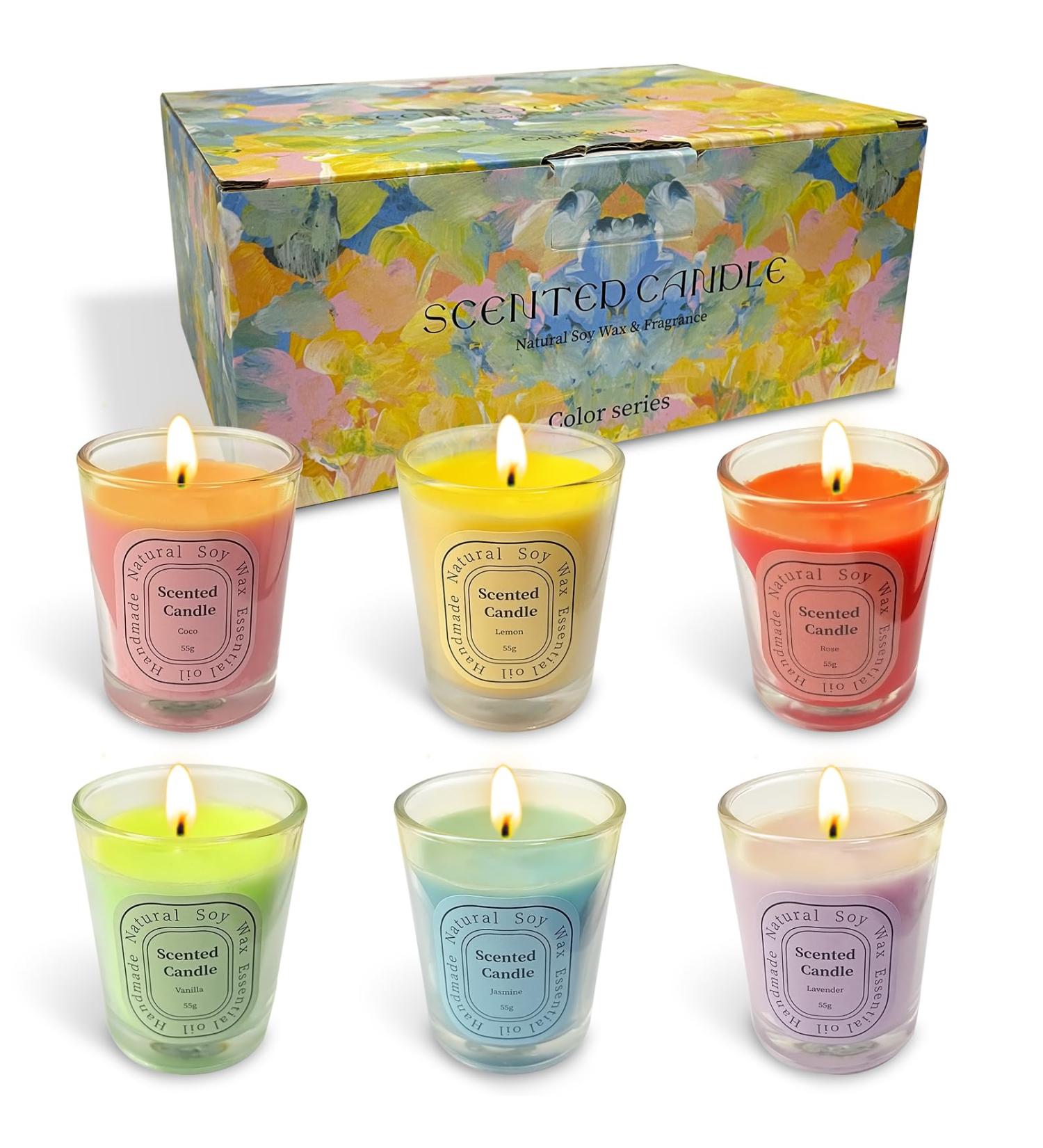 Scented Soy Wax Candles - 6 Fragrances Multi-Color Votive for Home Decor & Aromatherapy Gifts - Ideal for Valentine's Day Anniversaries Christmas & Thanksgiving - Buy Online on GoSupps.com