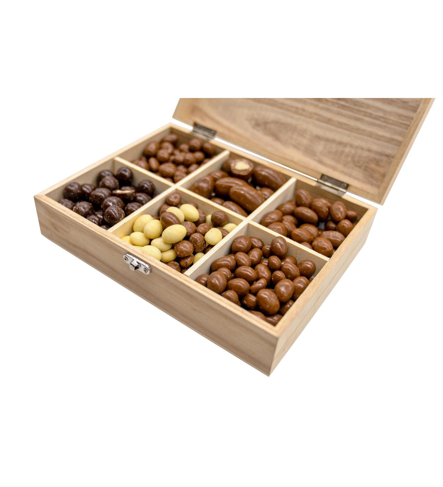 Balmond Premium Chocolate Nuts Gift Box - 600g Assorted Nuts in Beautiful Wooden Box Almonds Brazil nuts Dark Chocolate Hand Picked Vegetarian Halal Birthday Christmas Ramadan - Buy Online on GoSupps.com